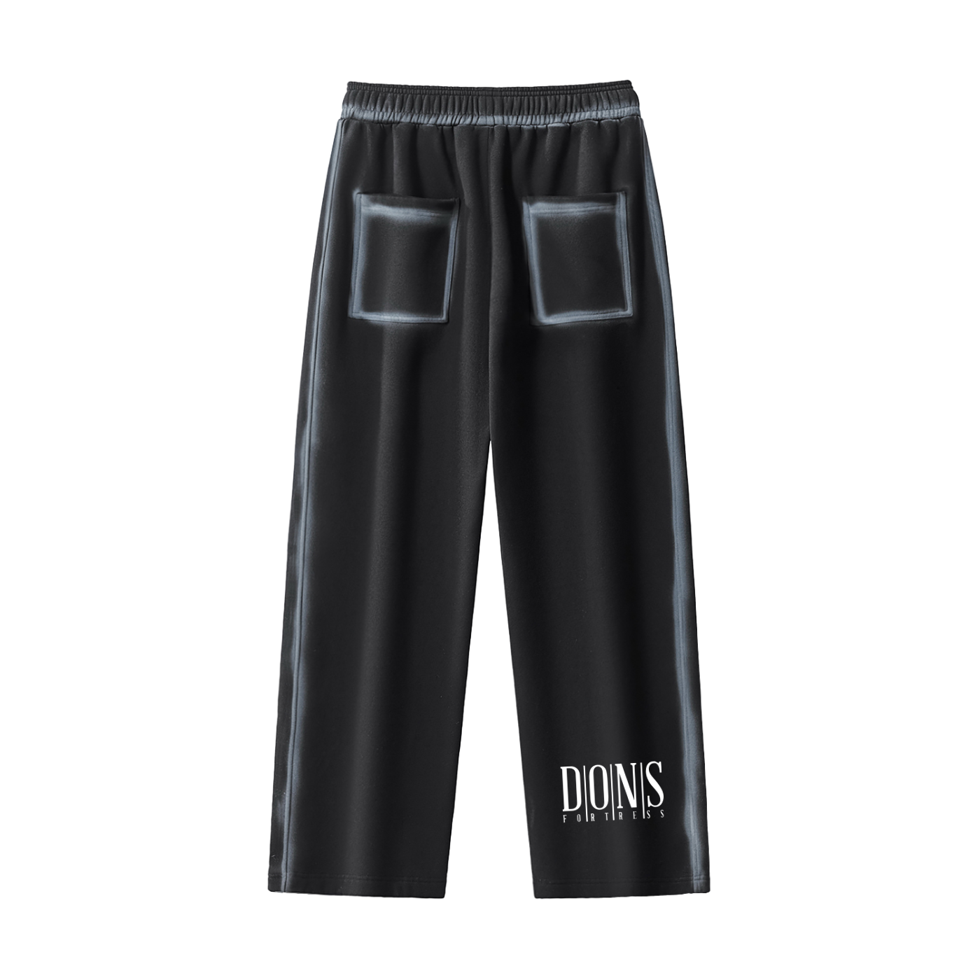 Black pants with transparent patches on a white background