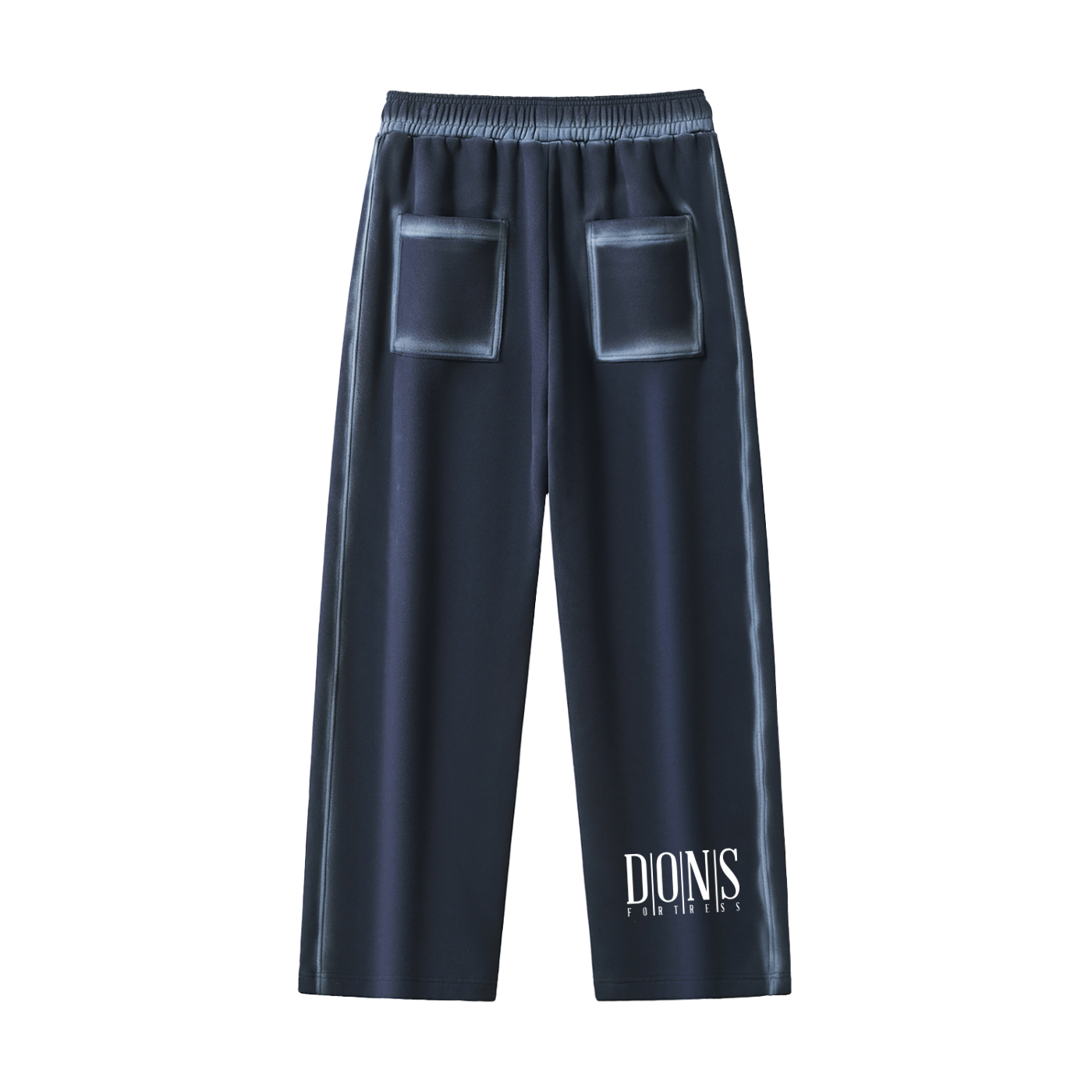 Black pants with front pocket design on a white background