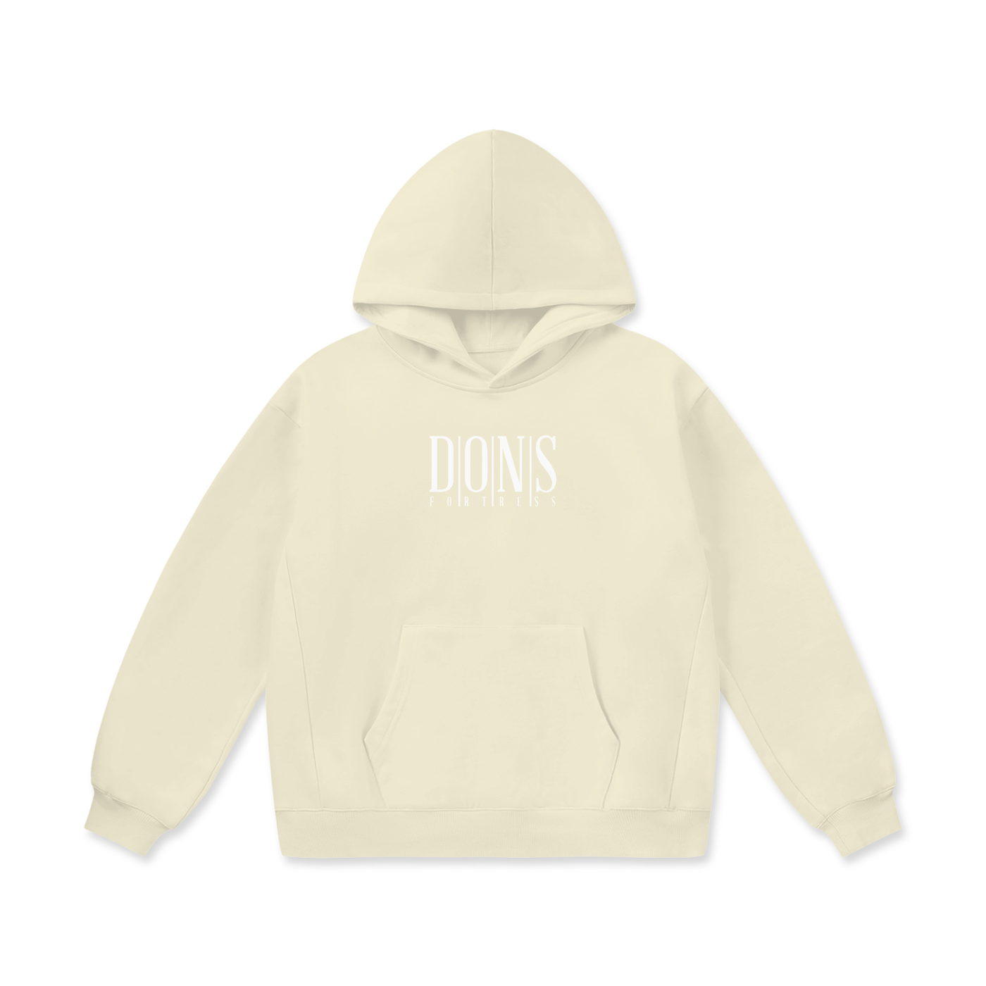 Beige hoodie with logo on a white background
