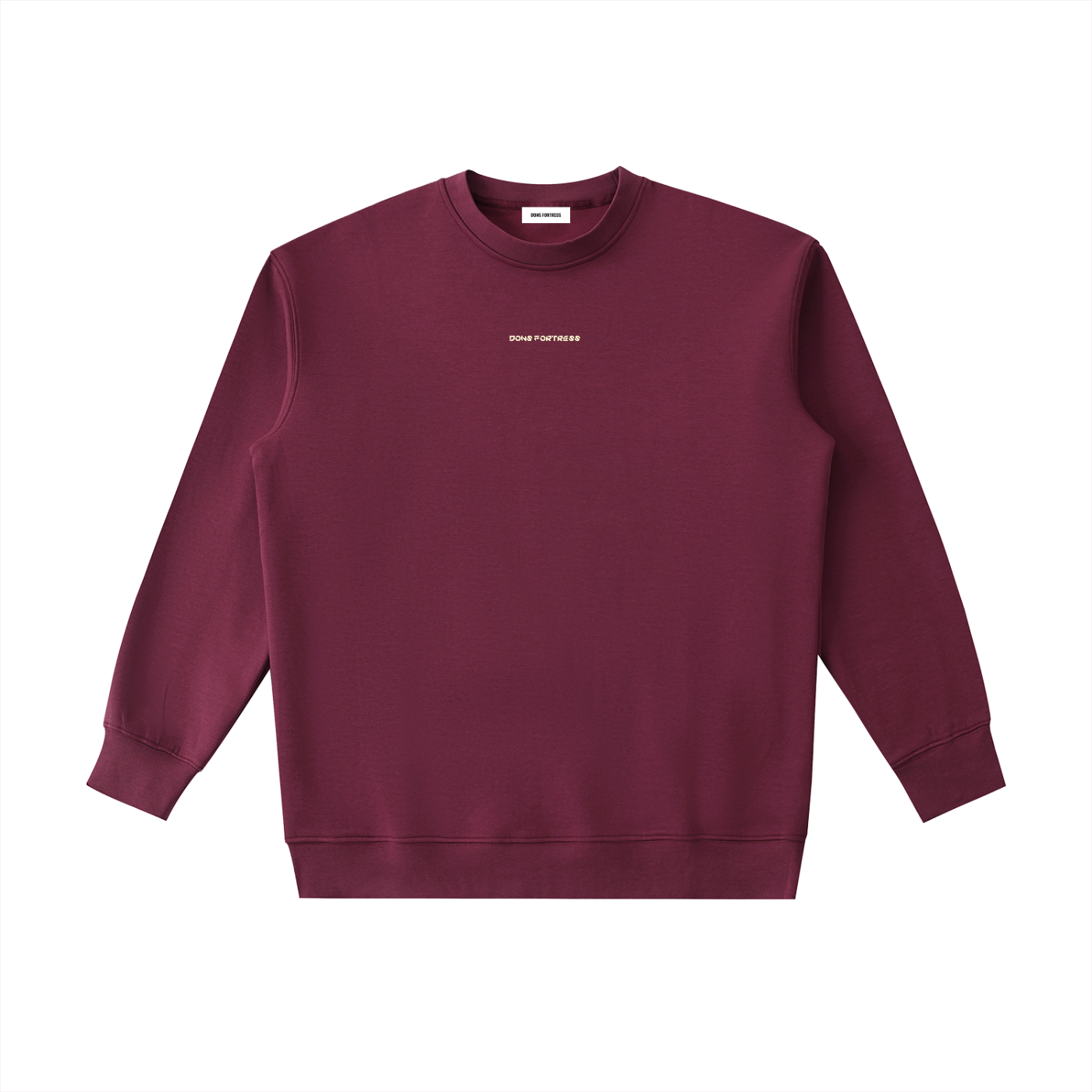 Maroon sweatshirt with a brand logo on a white background