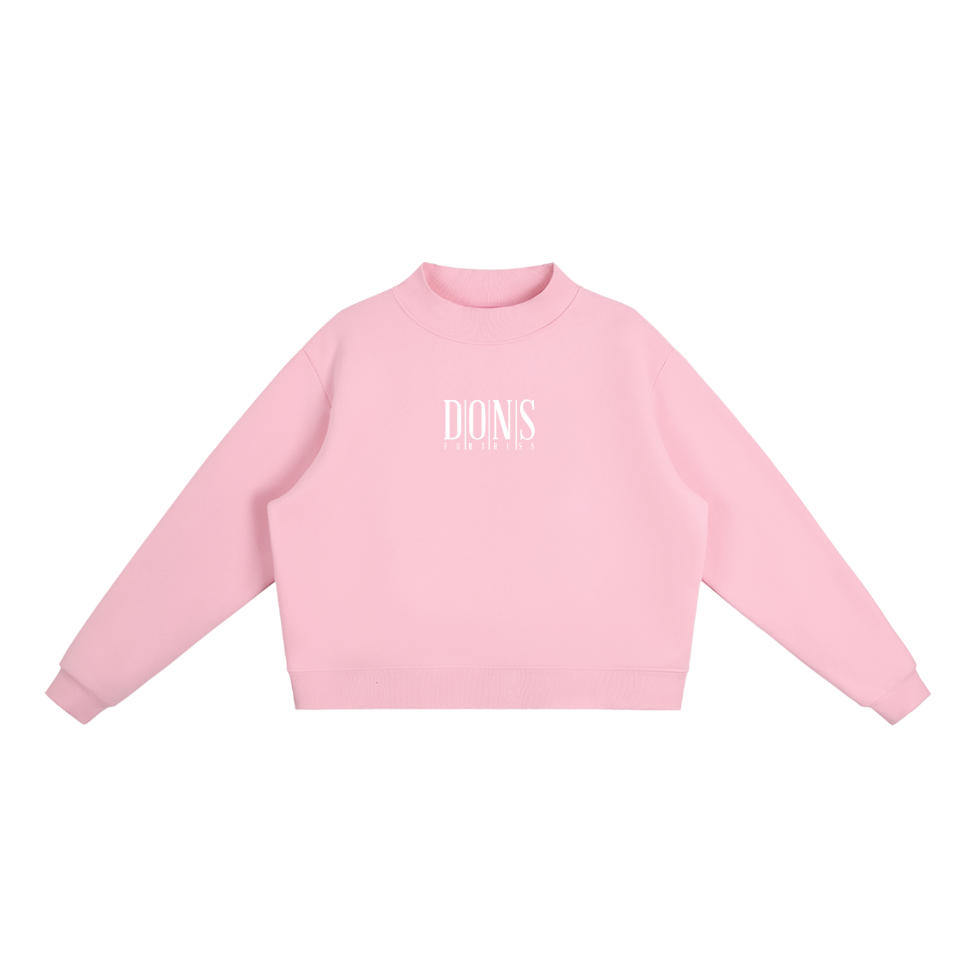 Pink sweatshirt with text on a white background