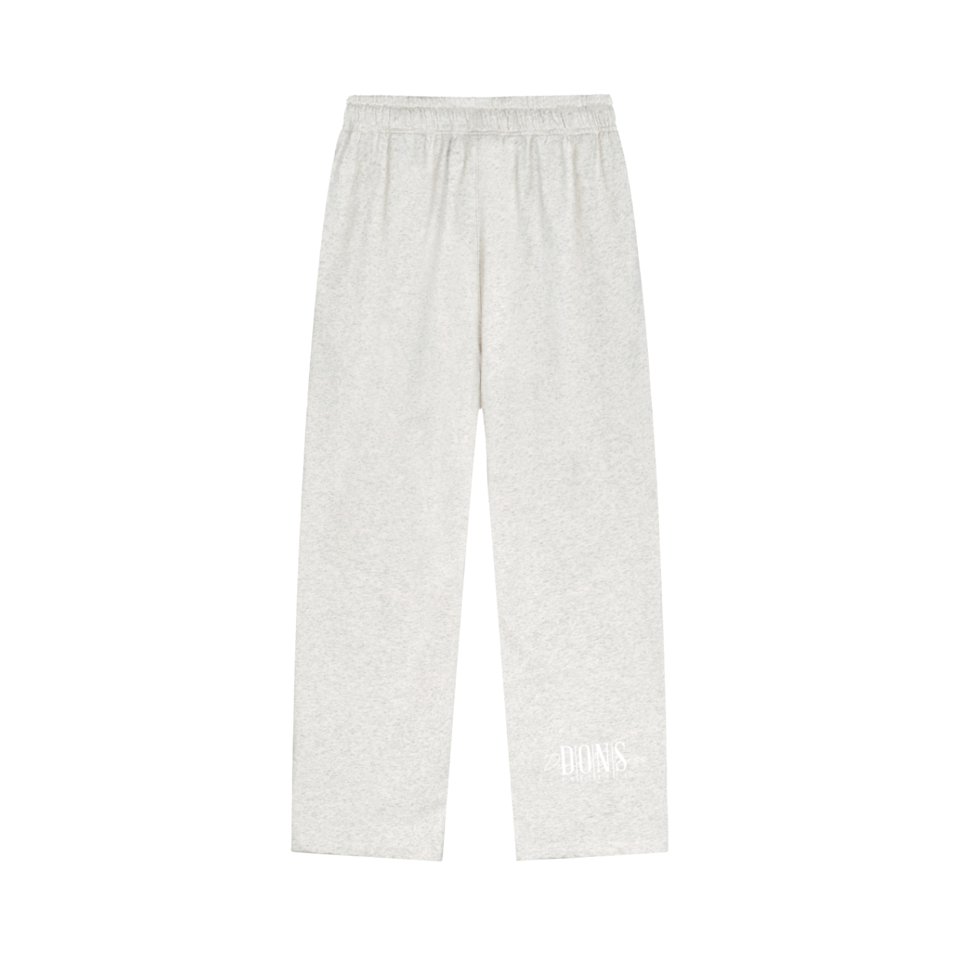 Gray sweatpants with a brand logo on a white background