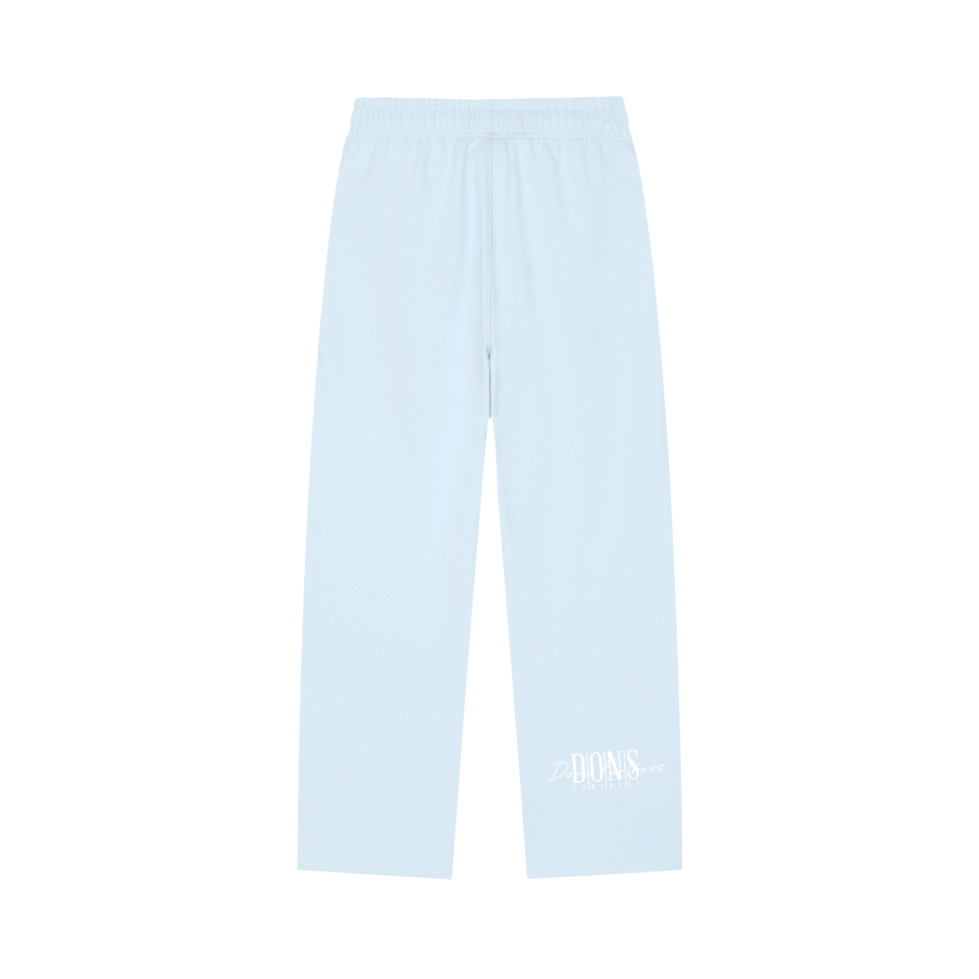 Light blue pants with a brand logo on a white background