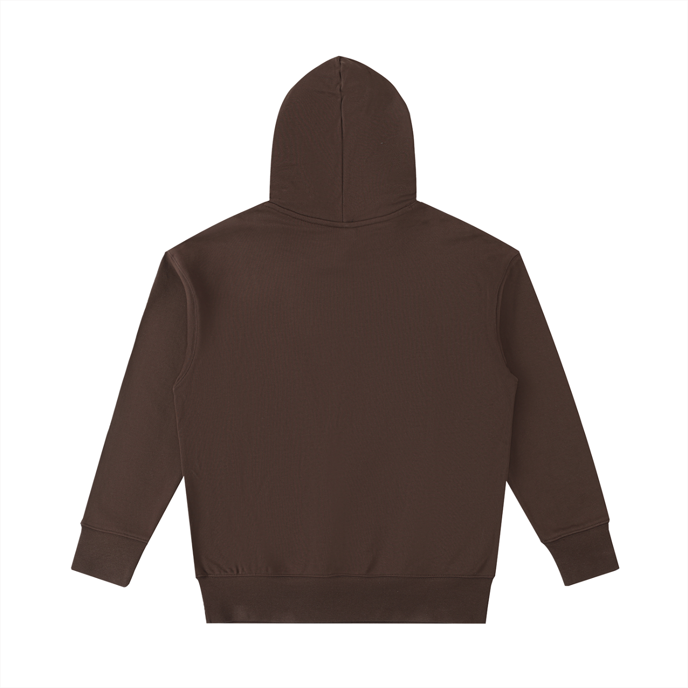 Brown hoodie shown from the back on a white background