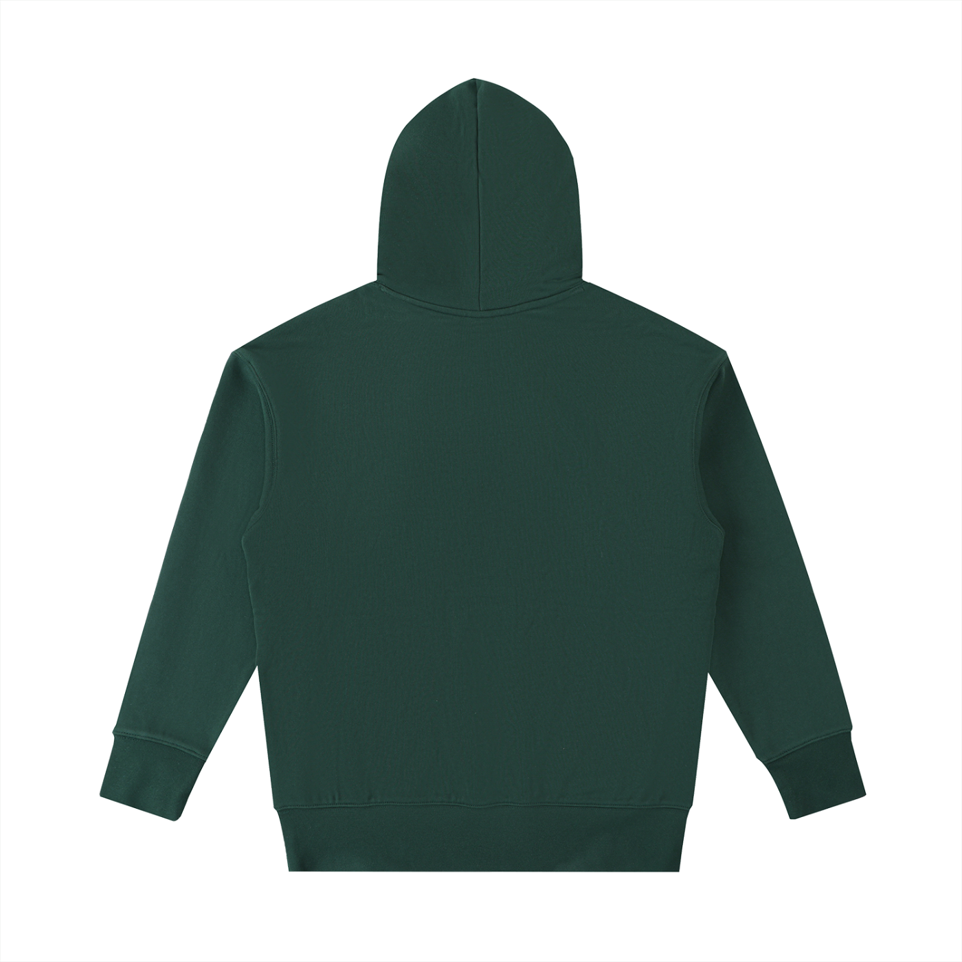 Green hoodie shown from the back on a white background