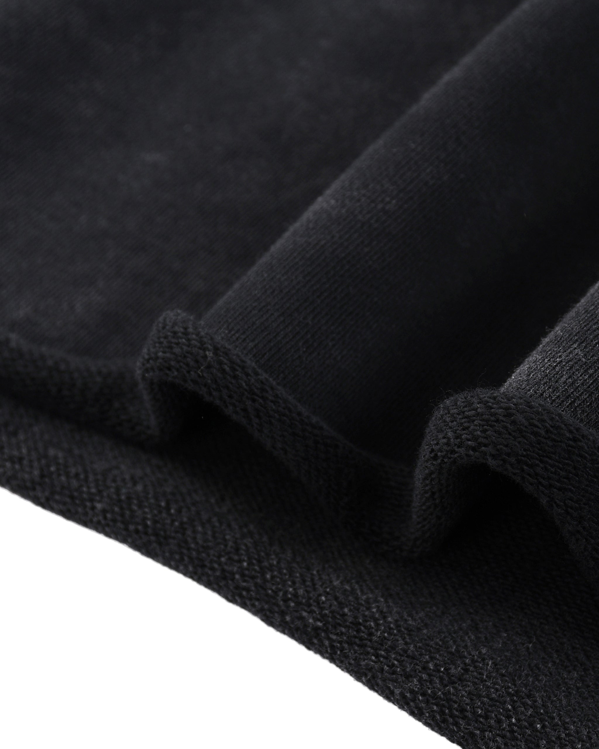 Close-up of black fabric texture on a white background