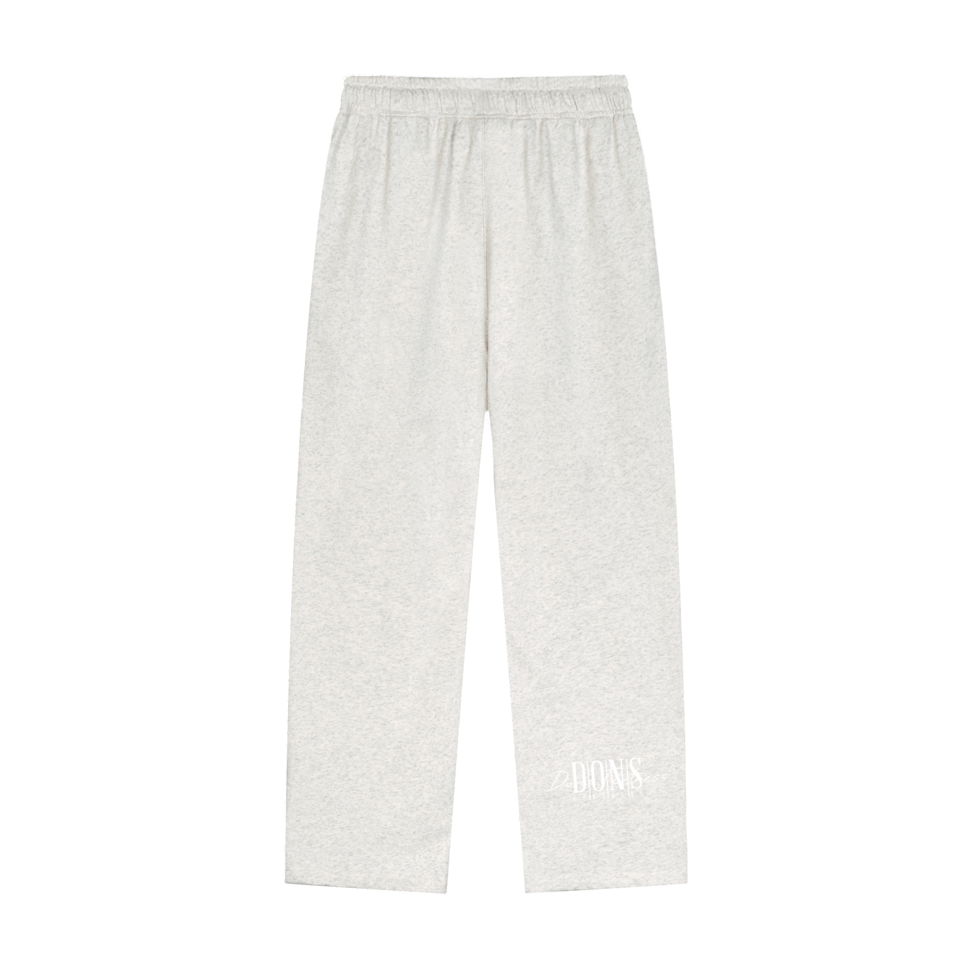 Gray sweatpants with a brand logo on a white background