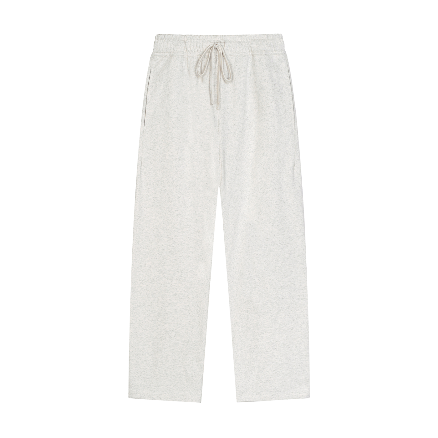 Light gray sweatpants with a brand logo on a white background
