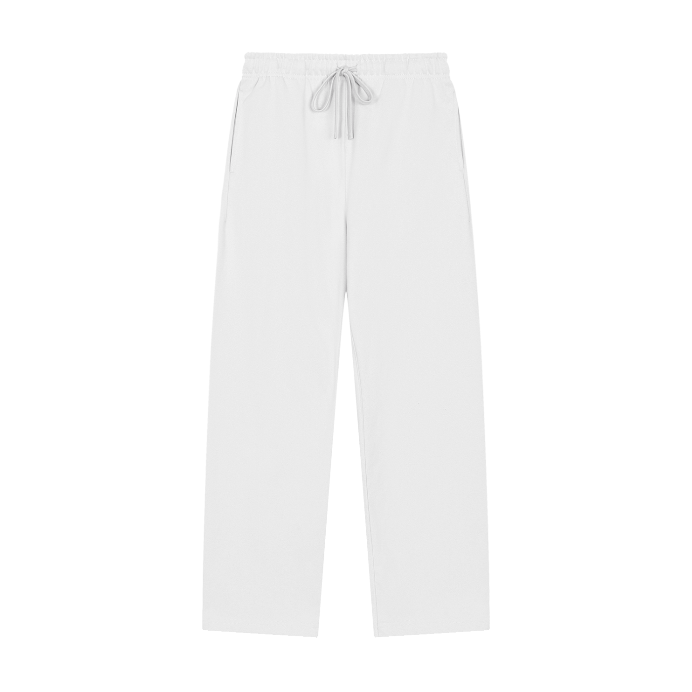 White pants with a drawstring on a white background