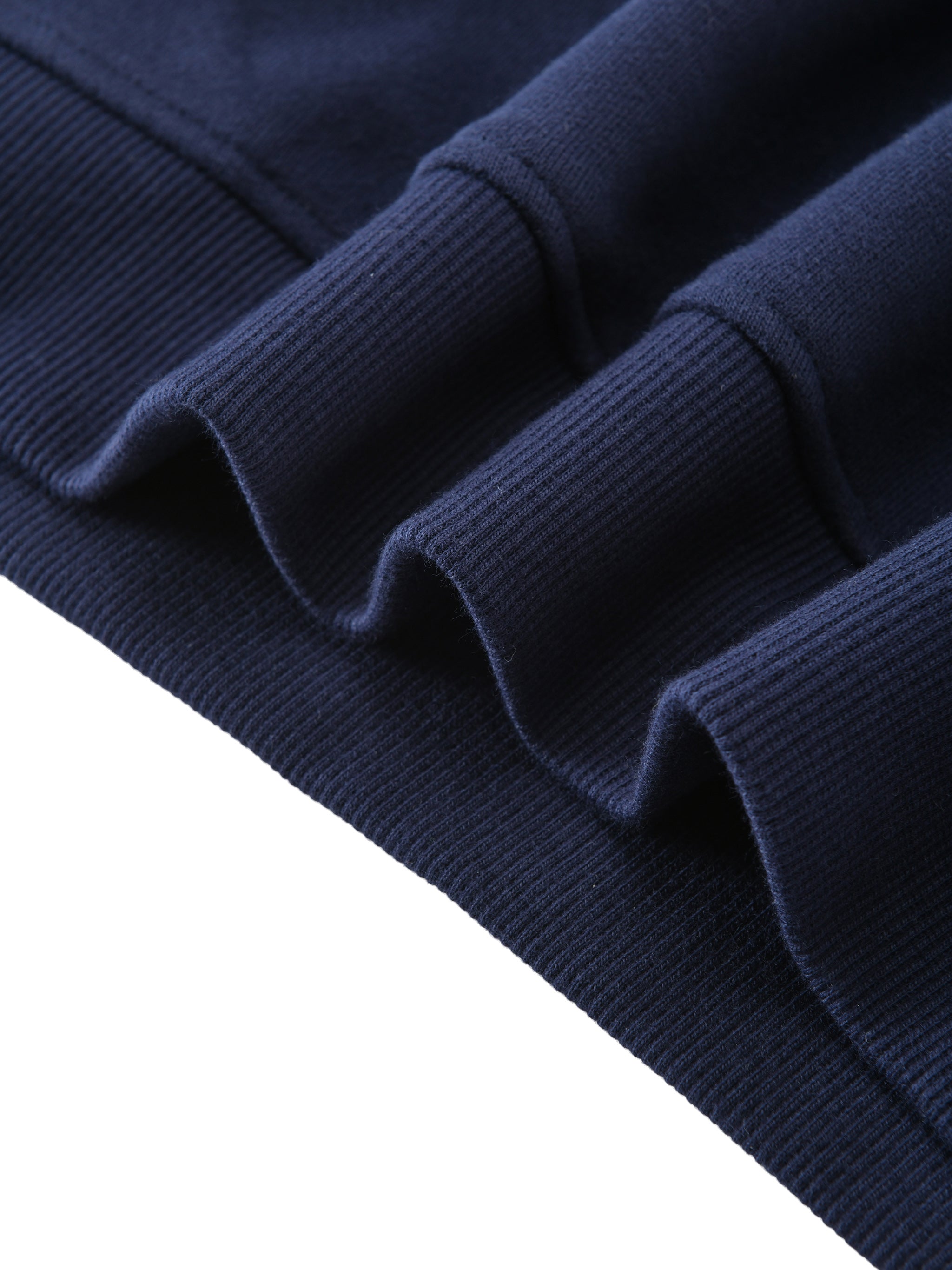 Close-up of a navy blue fabric texture on a white background