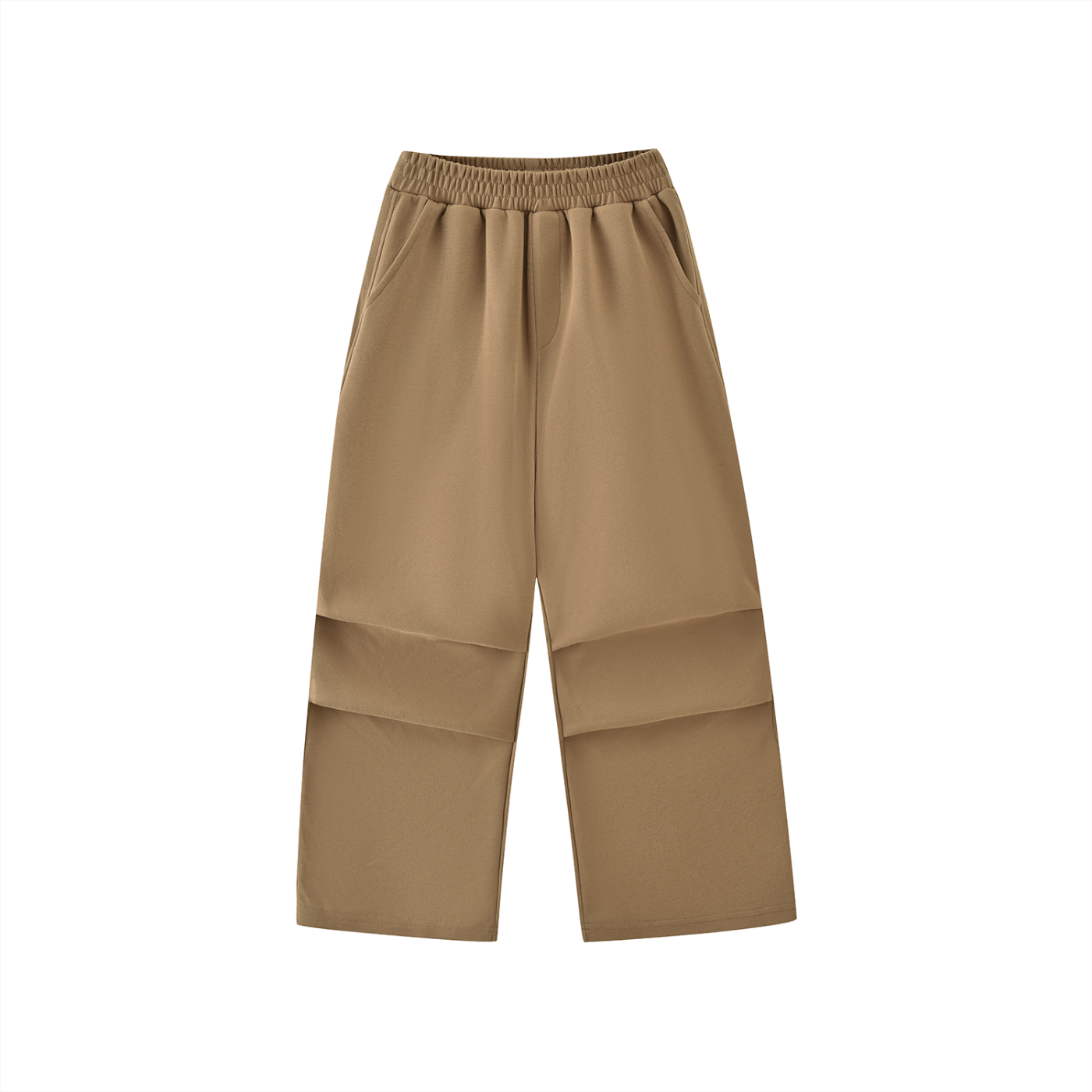 Beige layered pants on a white background