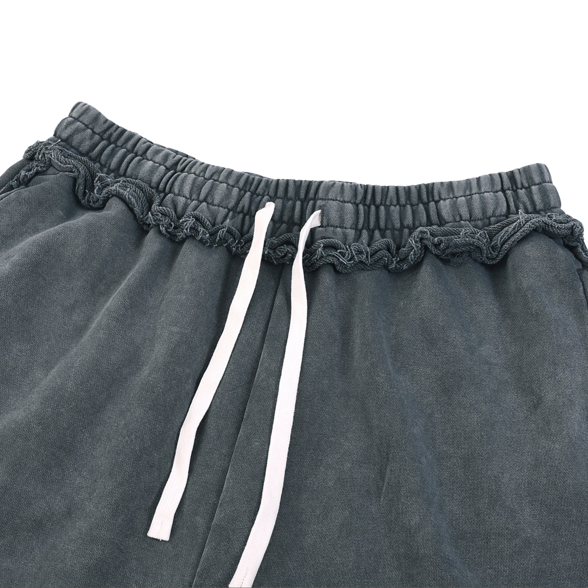 Gray sweatpants with drawstring on a white background