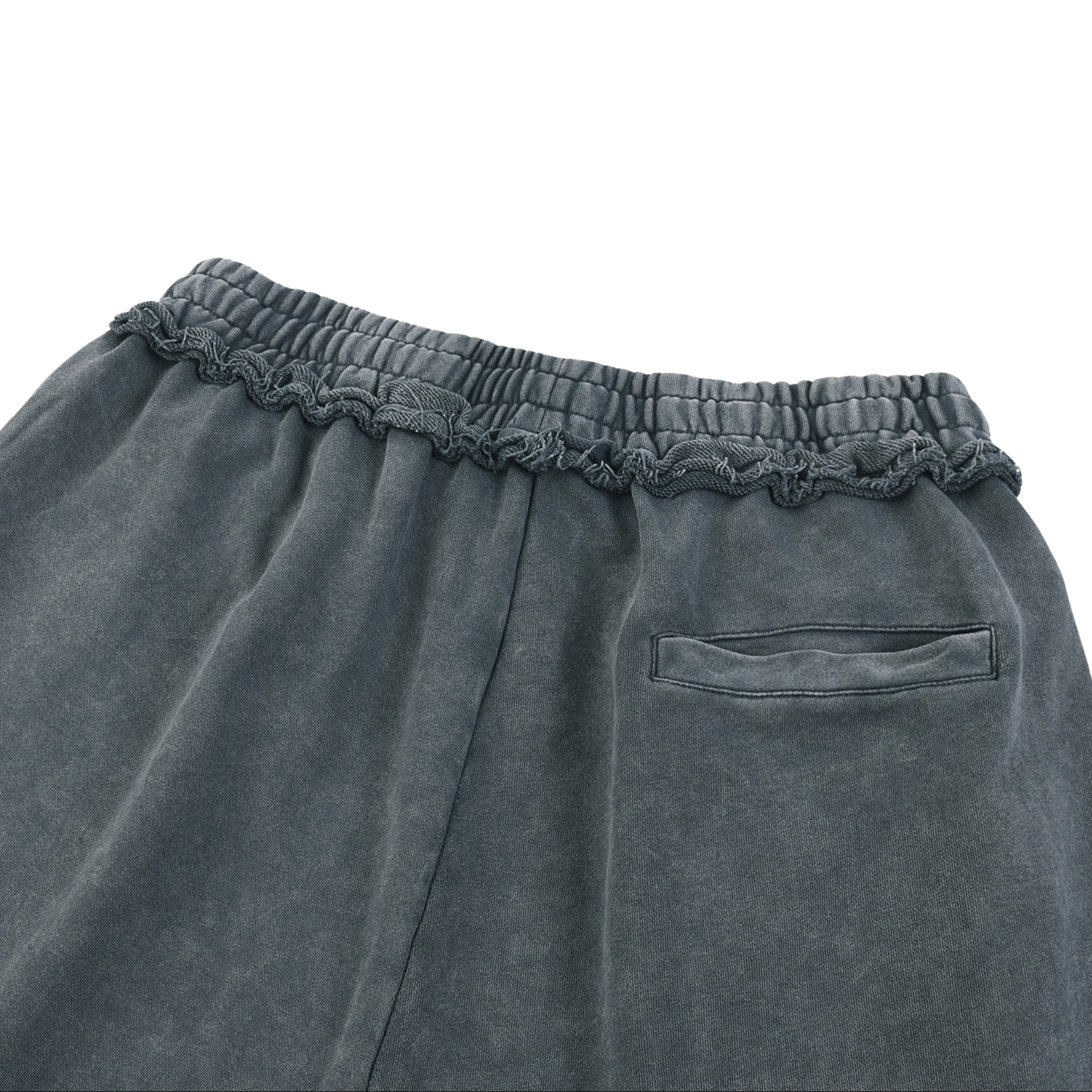 Gray sweatpants with an elastic waistband on a white background