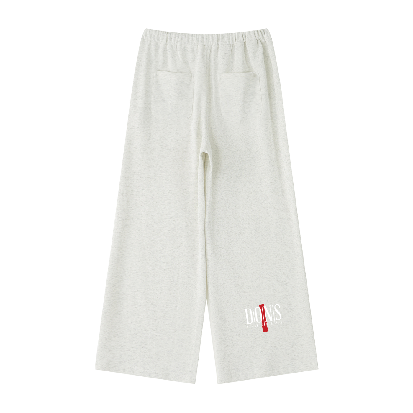 White sweatpants with a logo on a white background