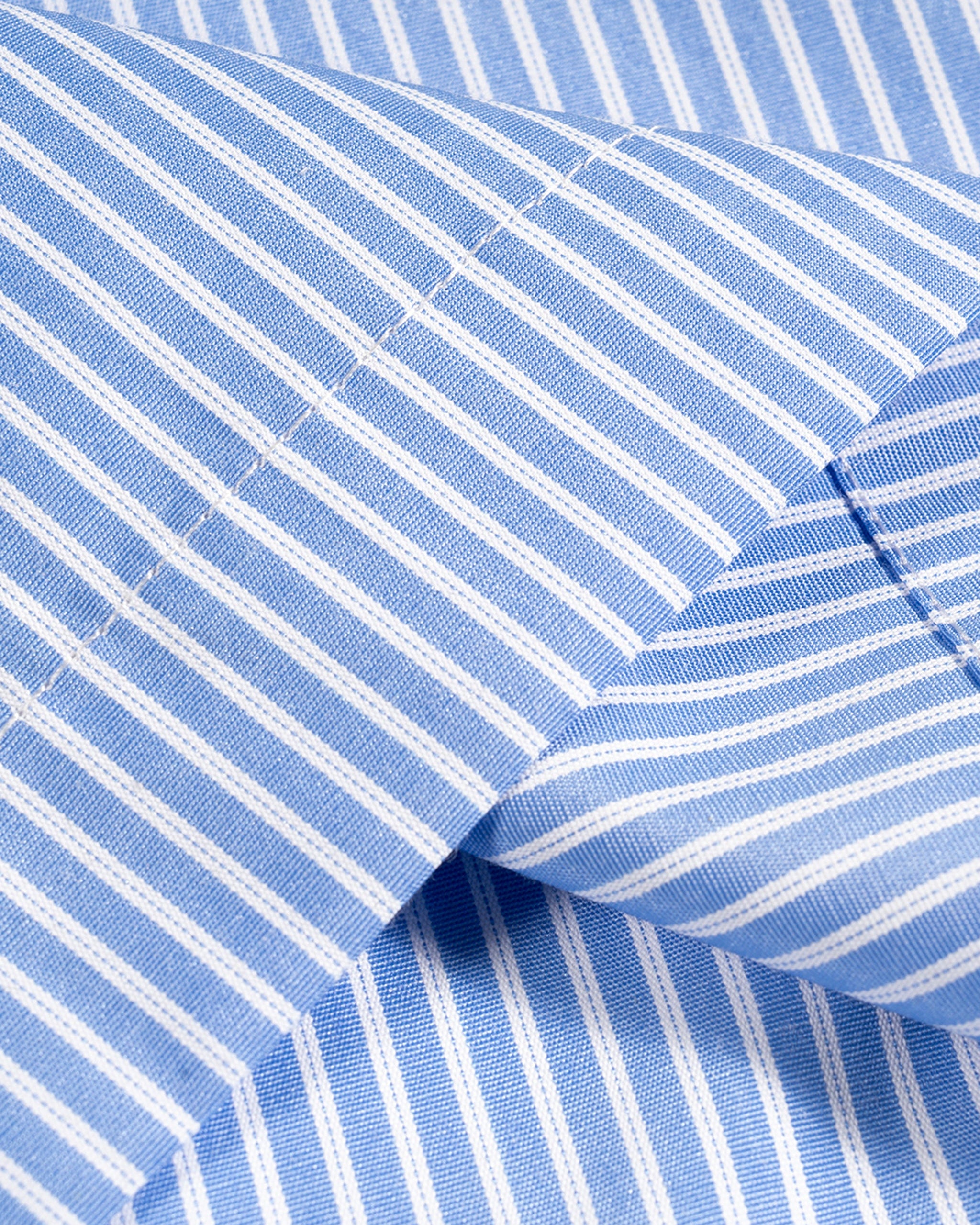 Close-up of blue and white striped fabric