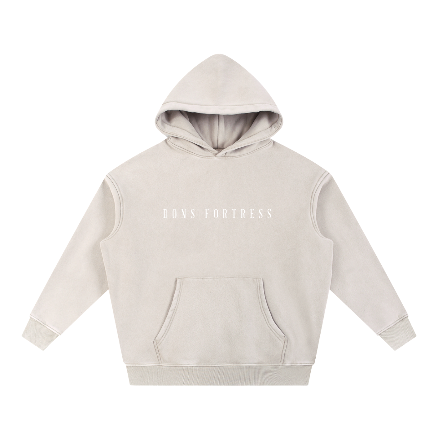 Beige hoodie with 'Astro' logo on a white background