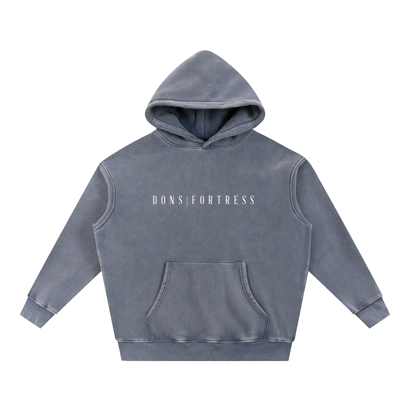 Gray hoodie with text on a white background