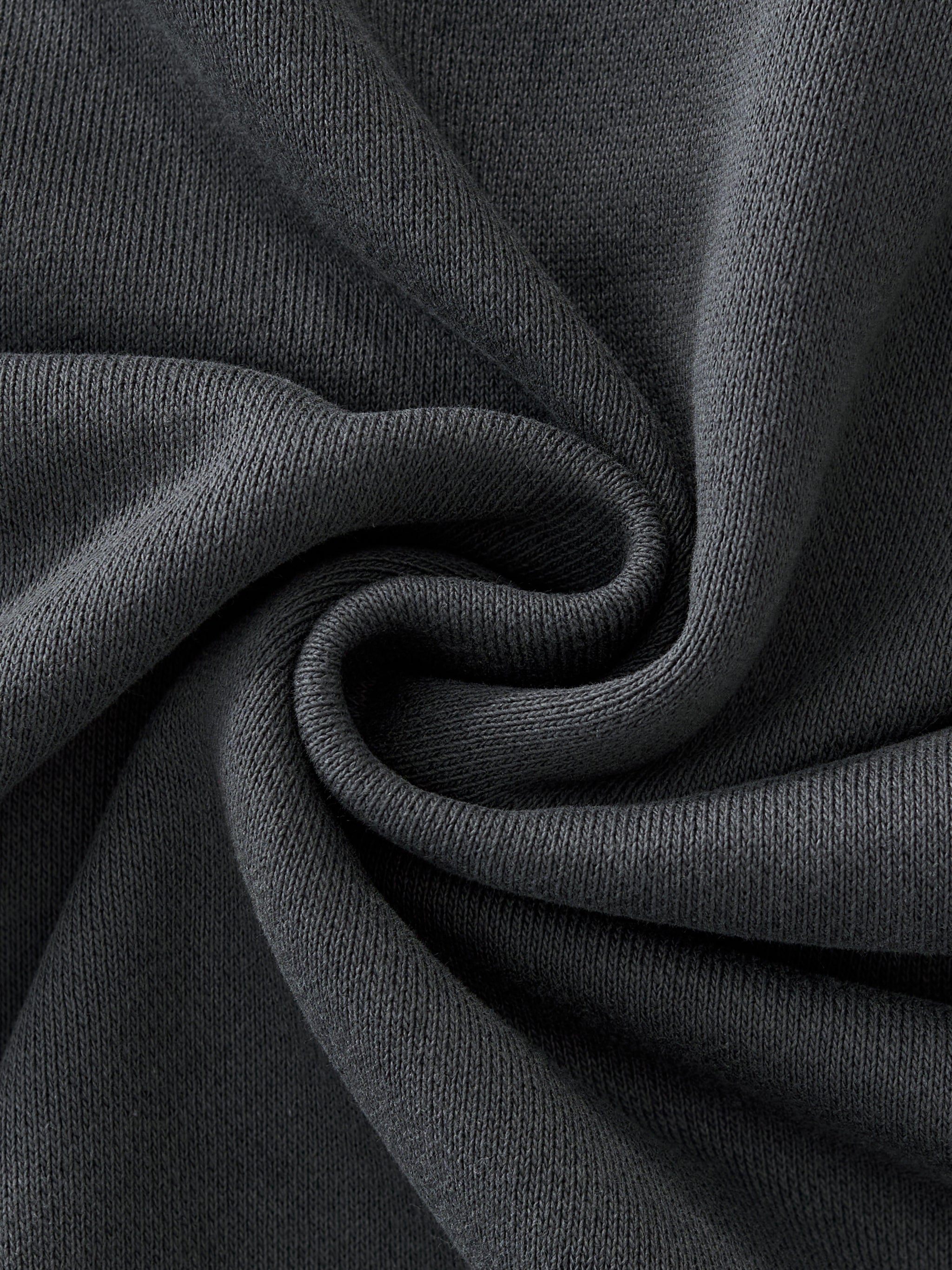 Close-up of dark gray fabric with folds