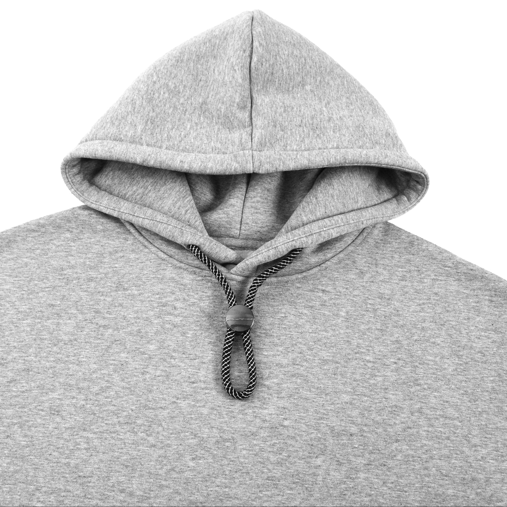 Gray hoodie with a hood on a white background