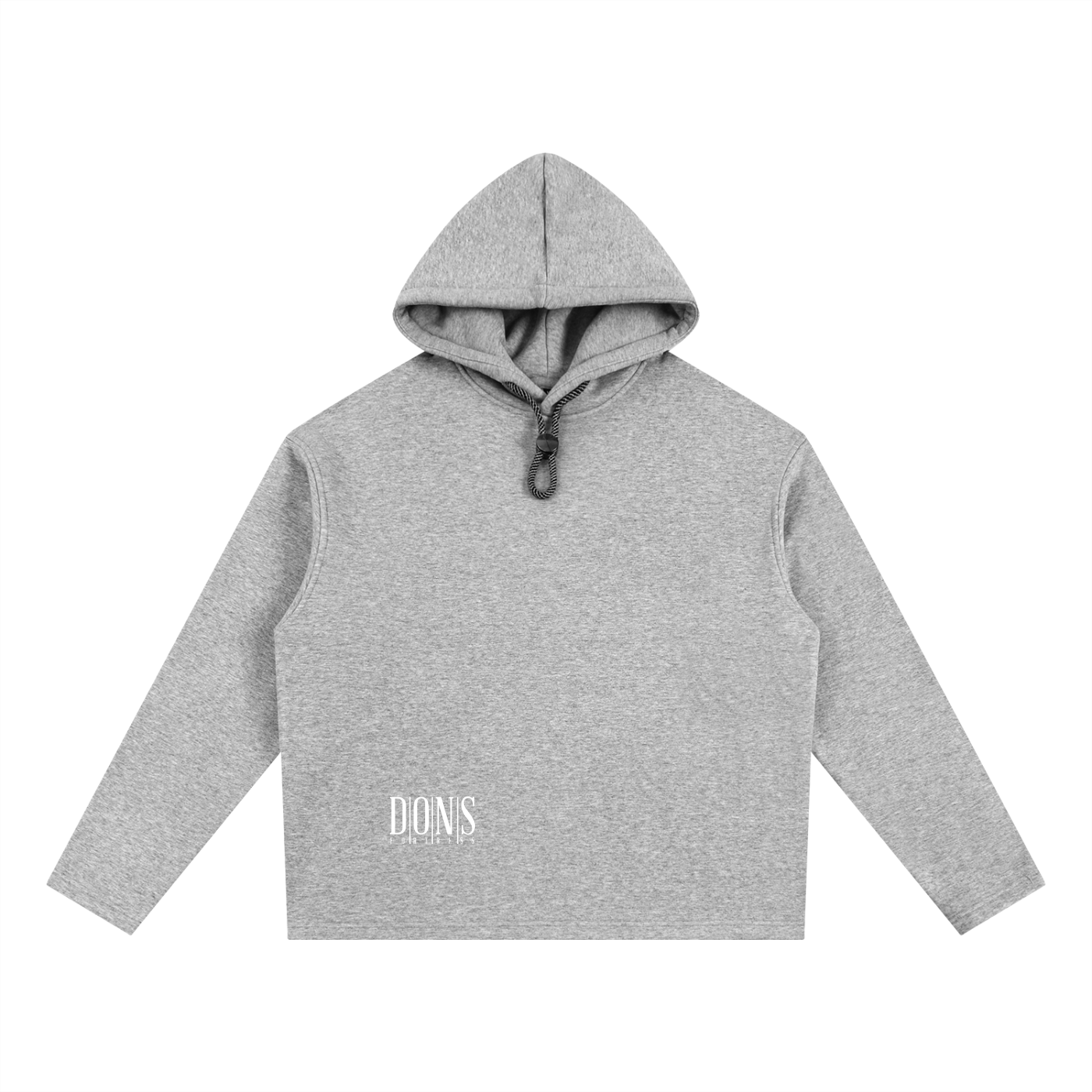 Gray hoodie with logo on a white background