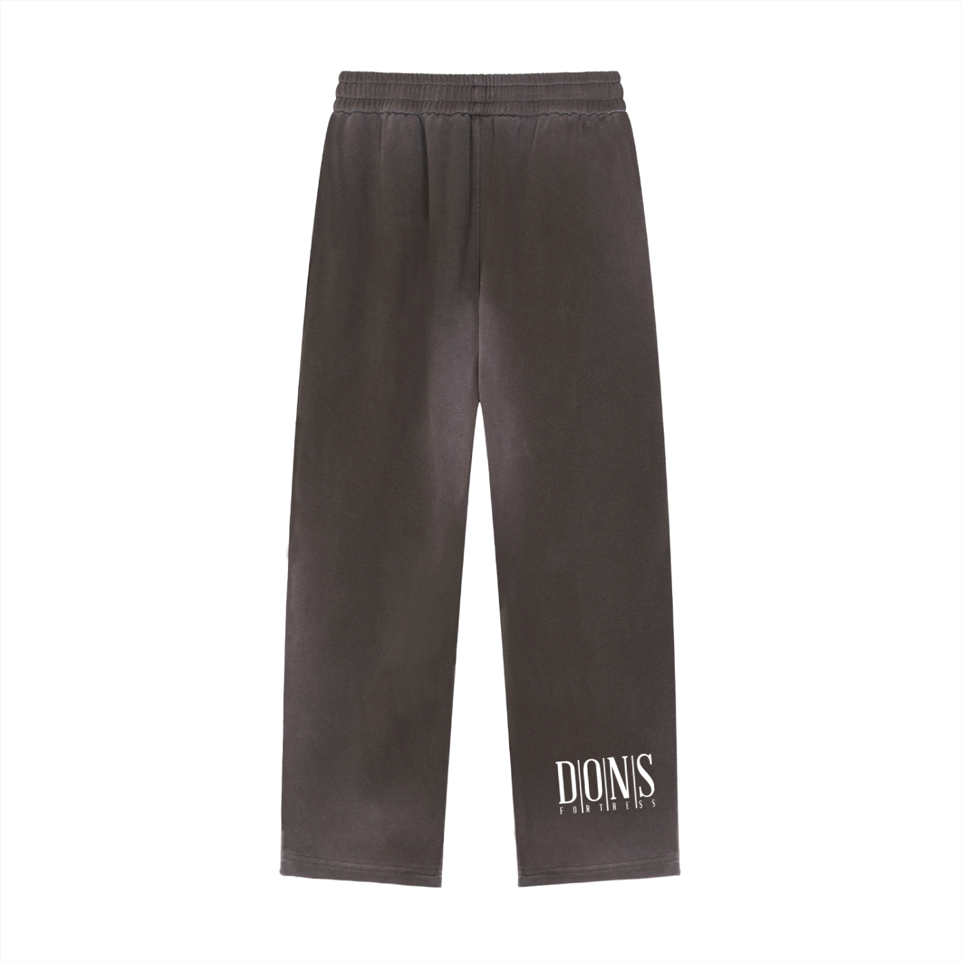 Dark gray sweatpants with logo on a white background