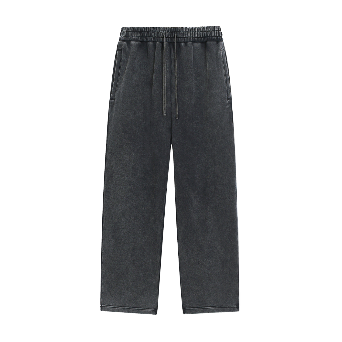 Black pants with drawstring on a white background