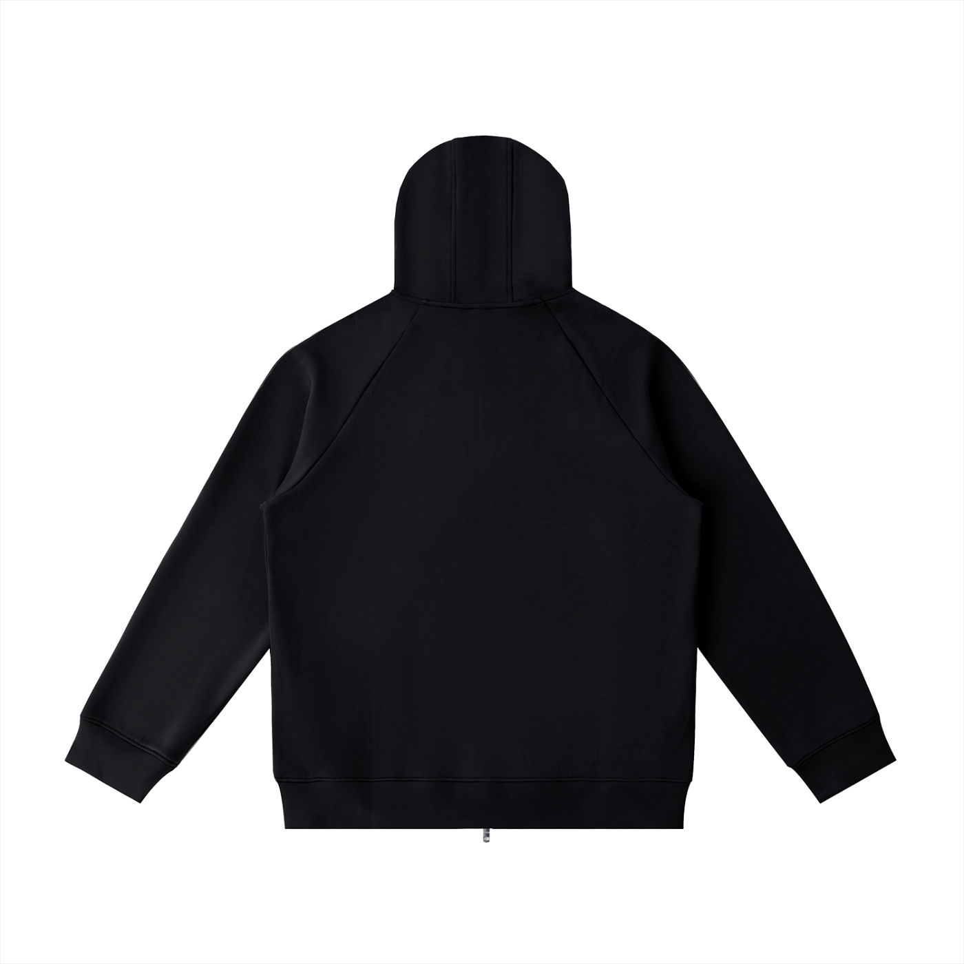 Black hoodie shown from the back on a white background