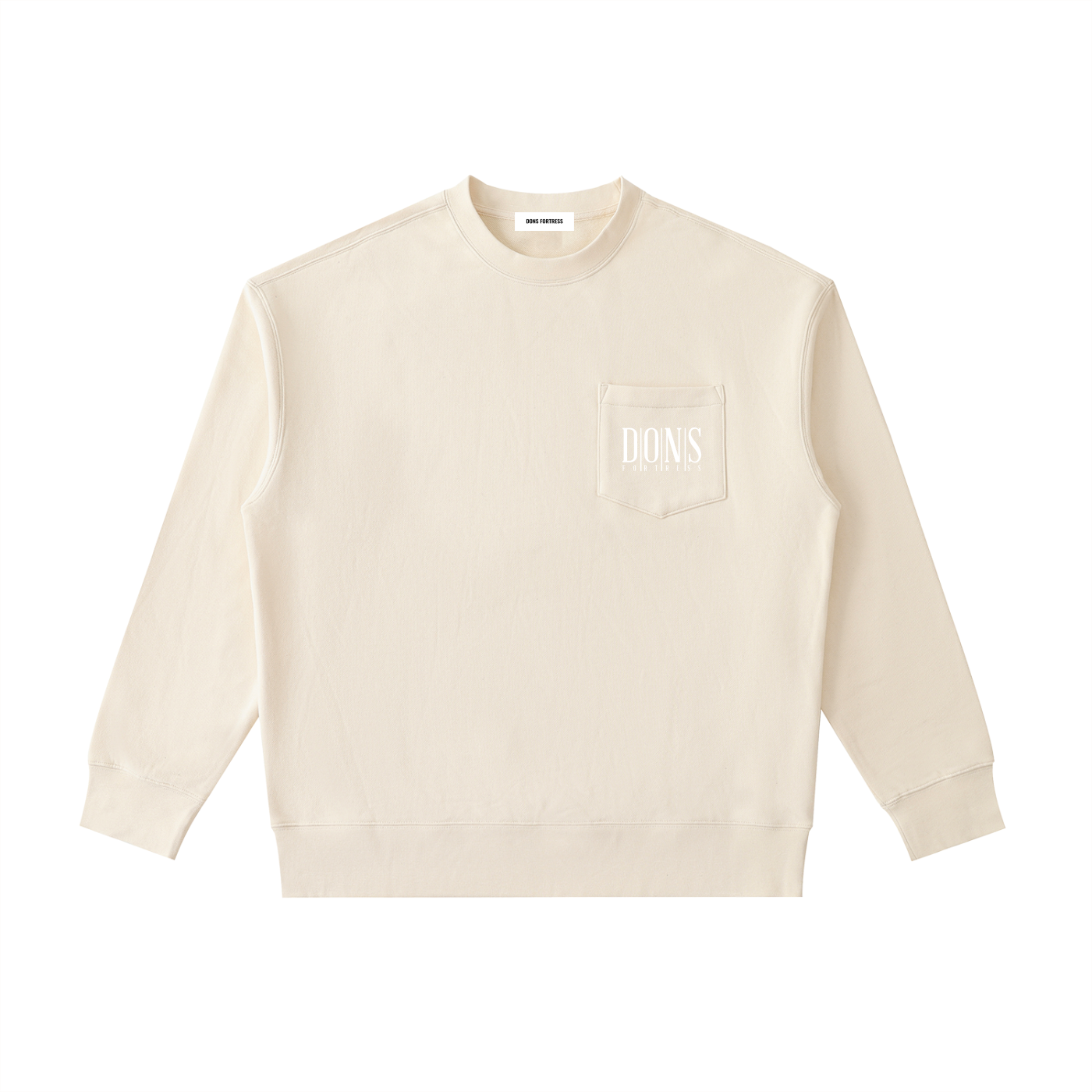 Beige sweatshirt with a brand logo on a white background