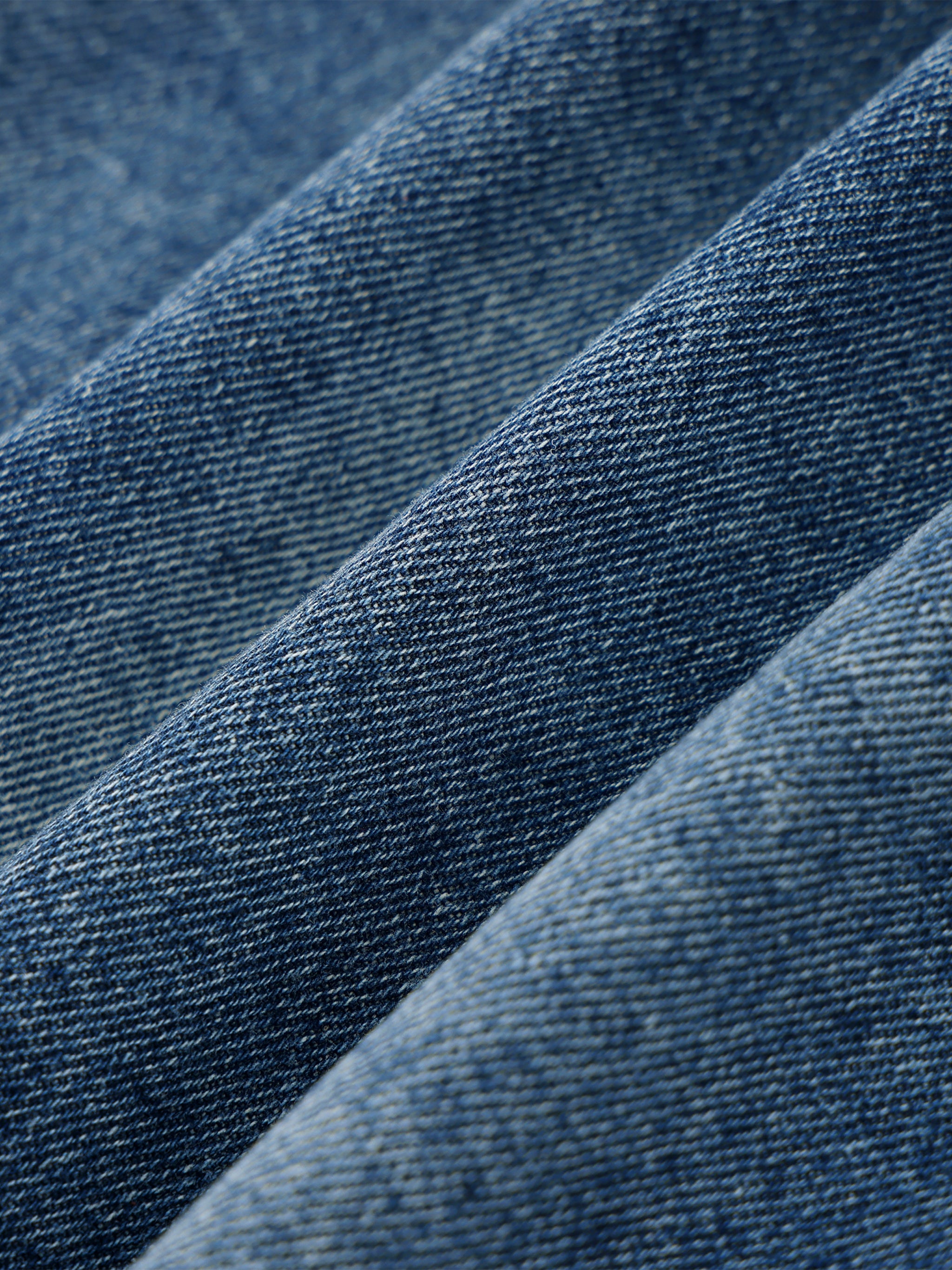 Close-up of blue denim fabric with visible texture