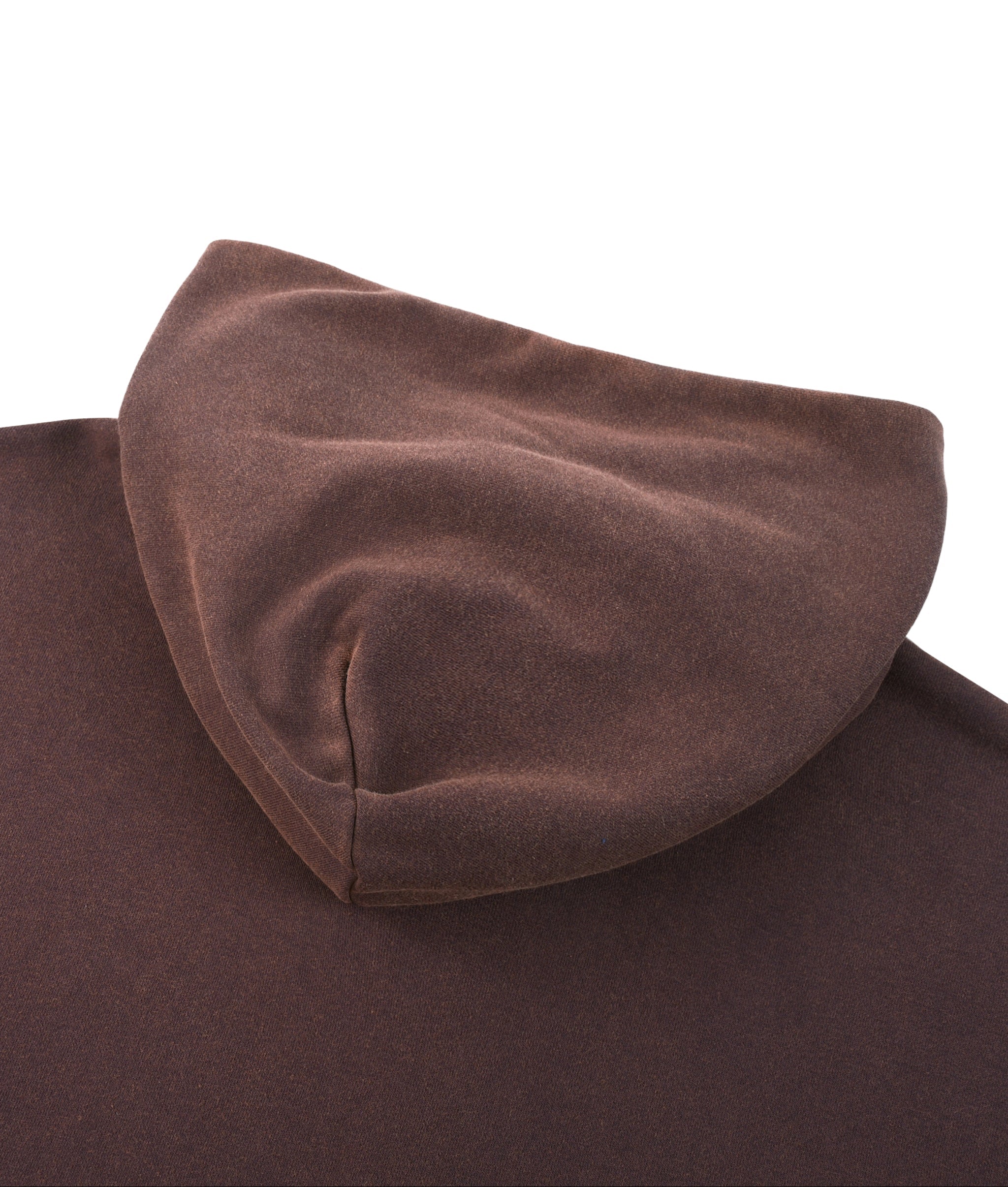 Brown fabric with a folded edge on a white background