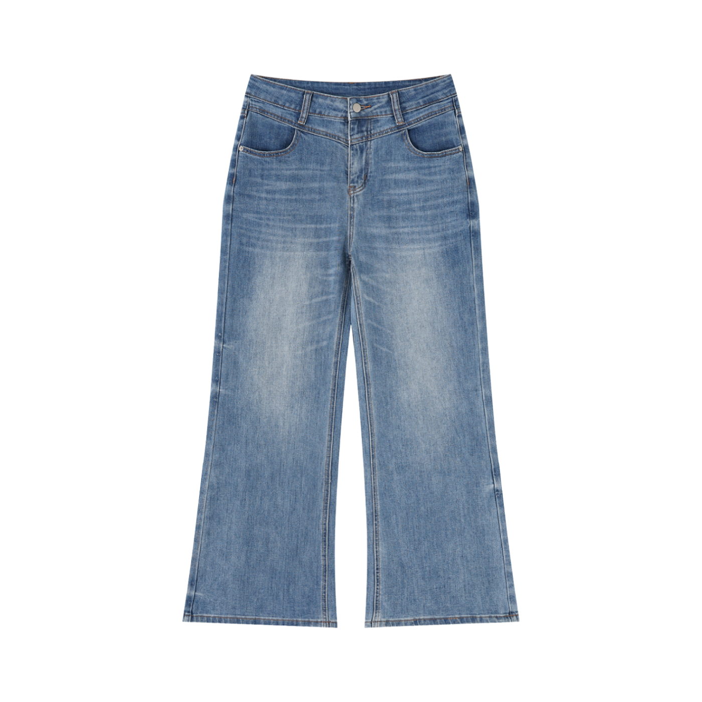 Pair of blue jeans on a white background