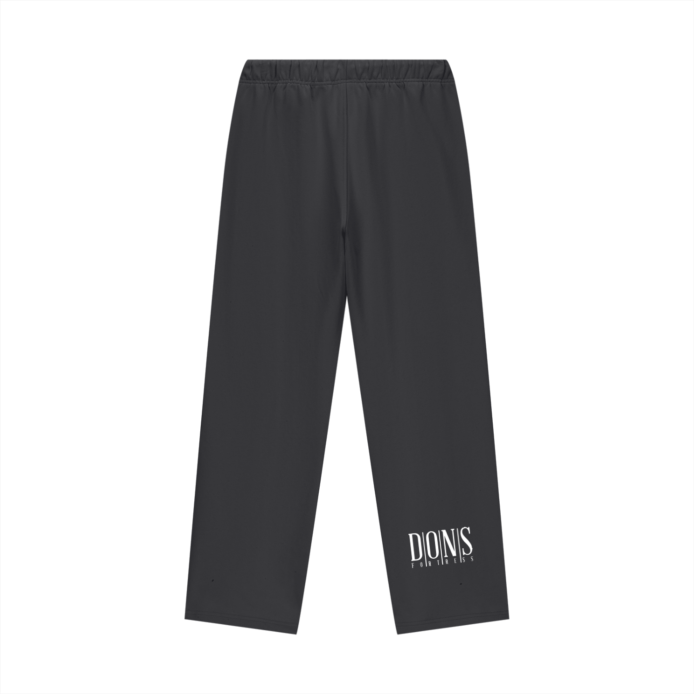 Black pants with 'Dionis' logo on a white background