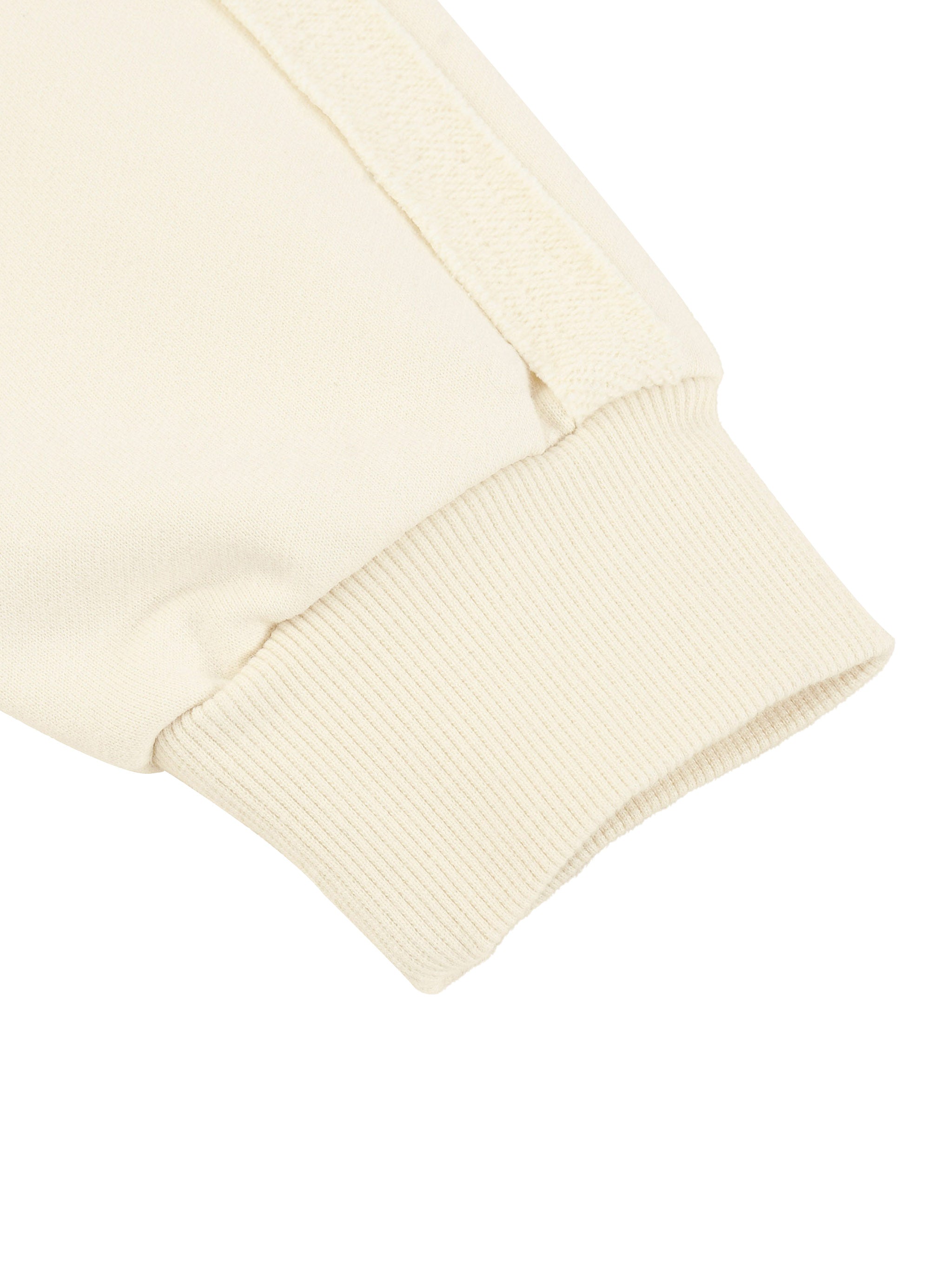 Close-up of a cream-coloured sweater on a white background