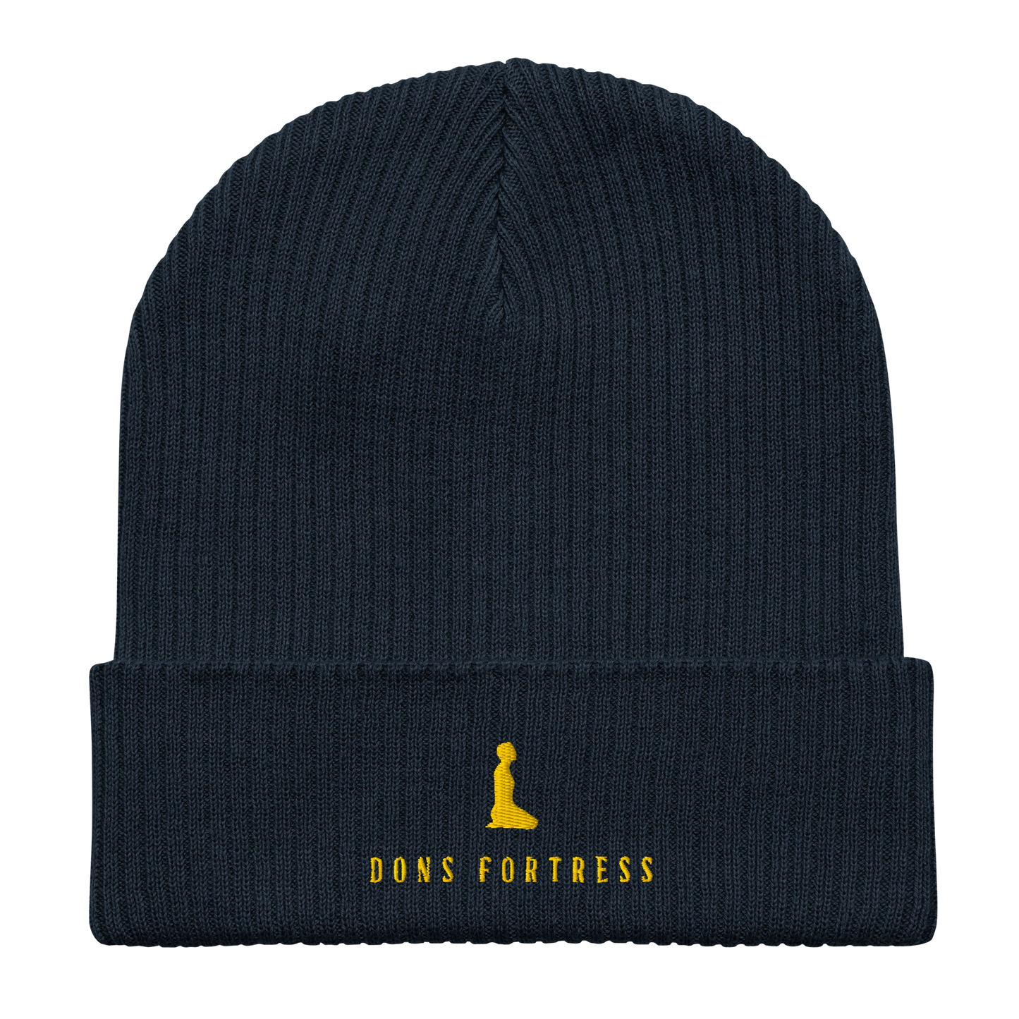 Dons Fortress Mankind Beanie in Navy Gold 