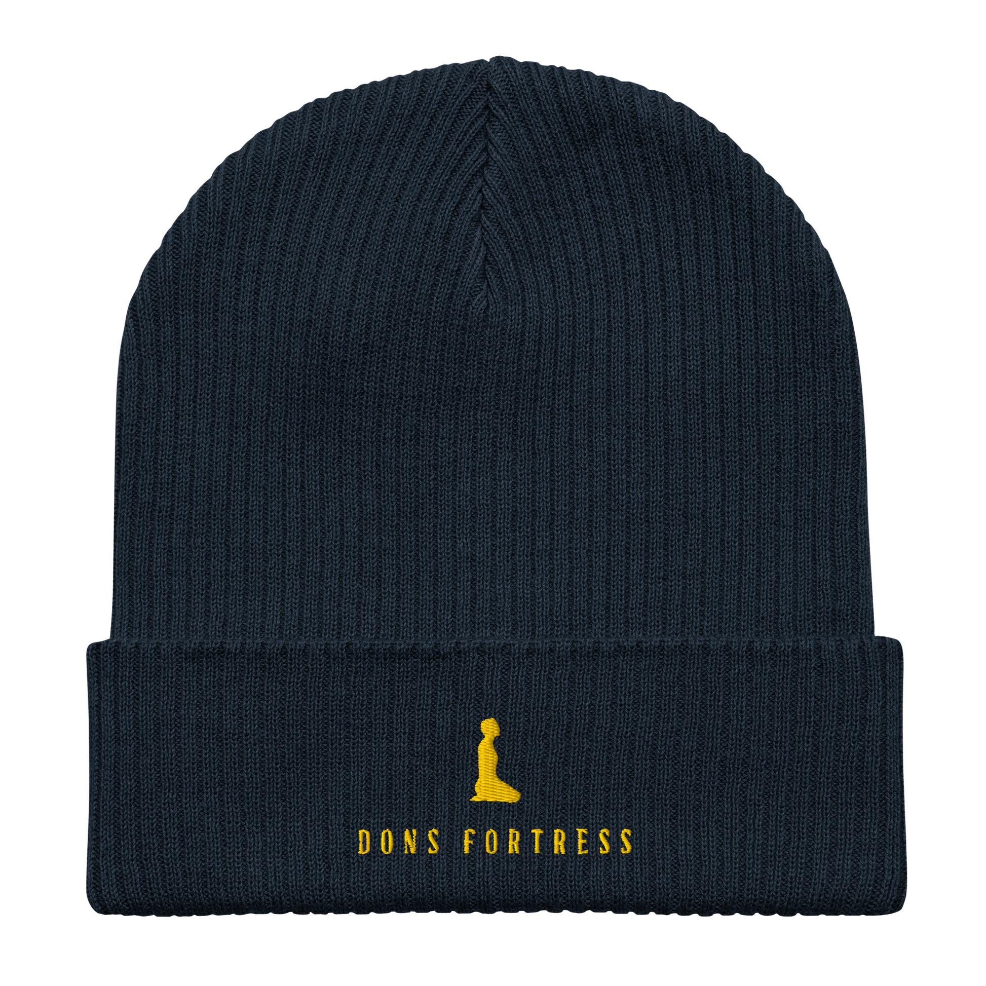 Dons Fortress Mankind Beanie in Navy Gold 