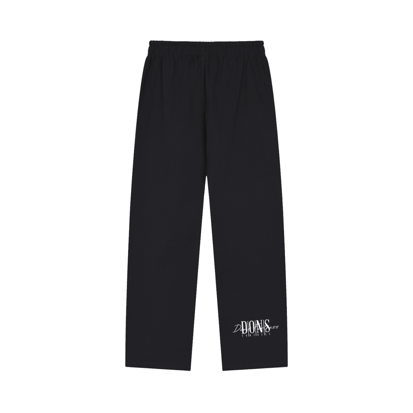 Black pants with a logo on a white background