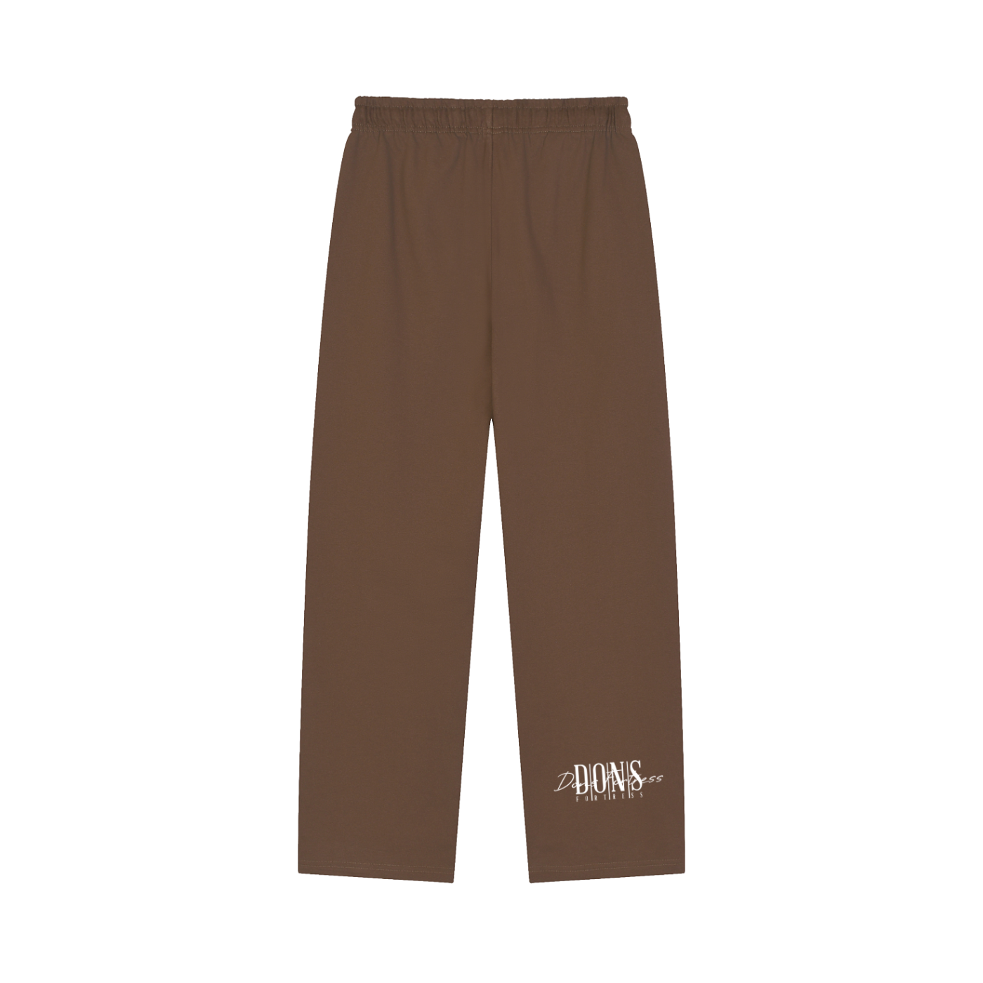 Brown pants with a logo on a white background