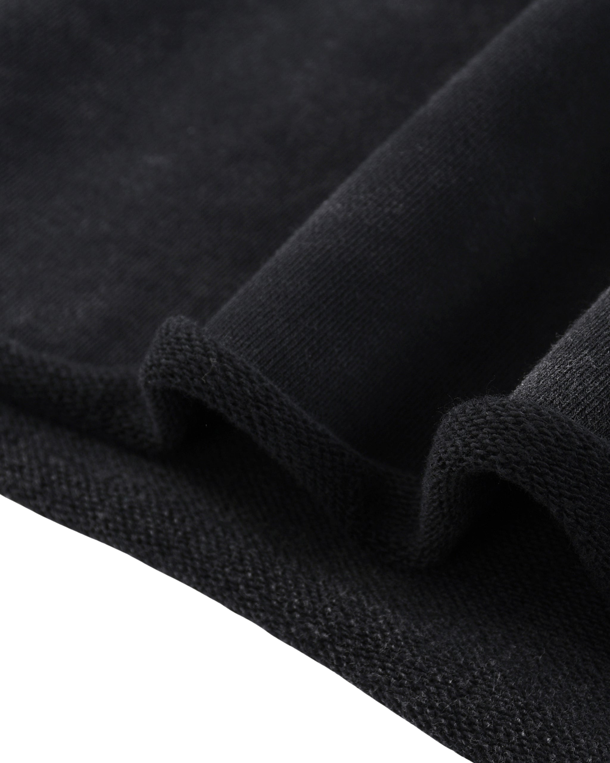 Close-up of black fabric texture on a white background