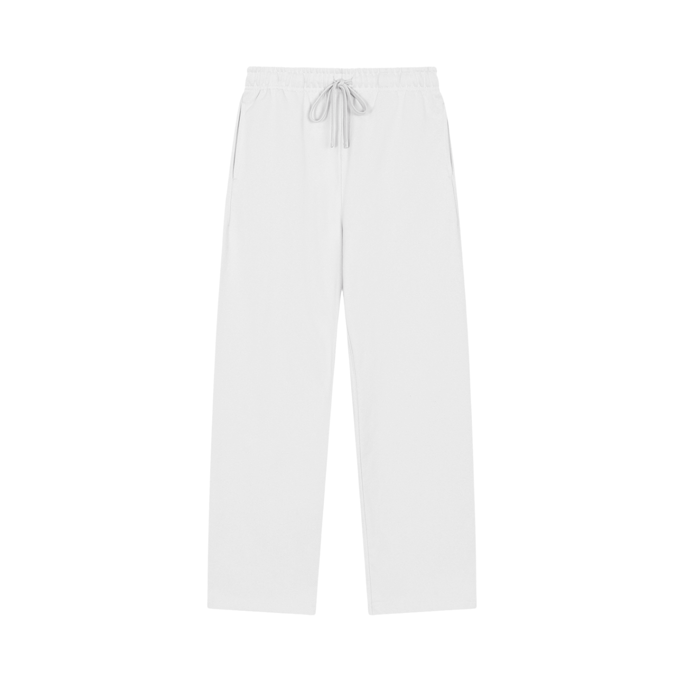 White pants with a drawstring on a white background