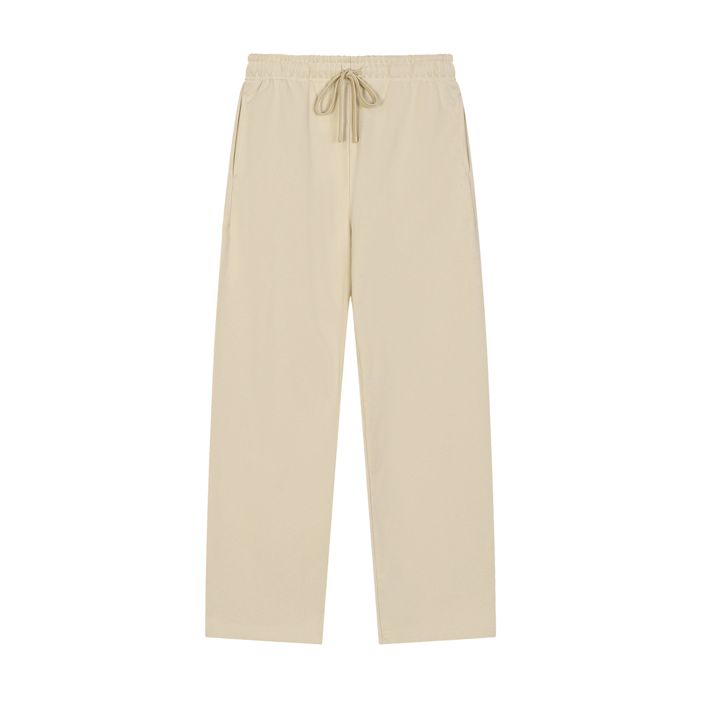 Beige pants with drawstring on a white background