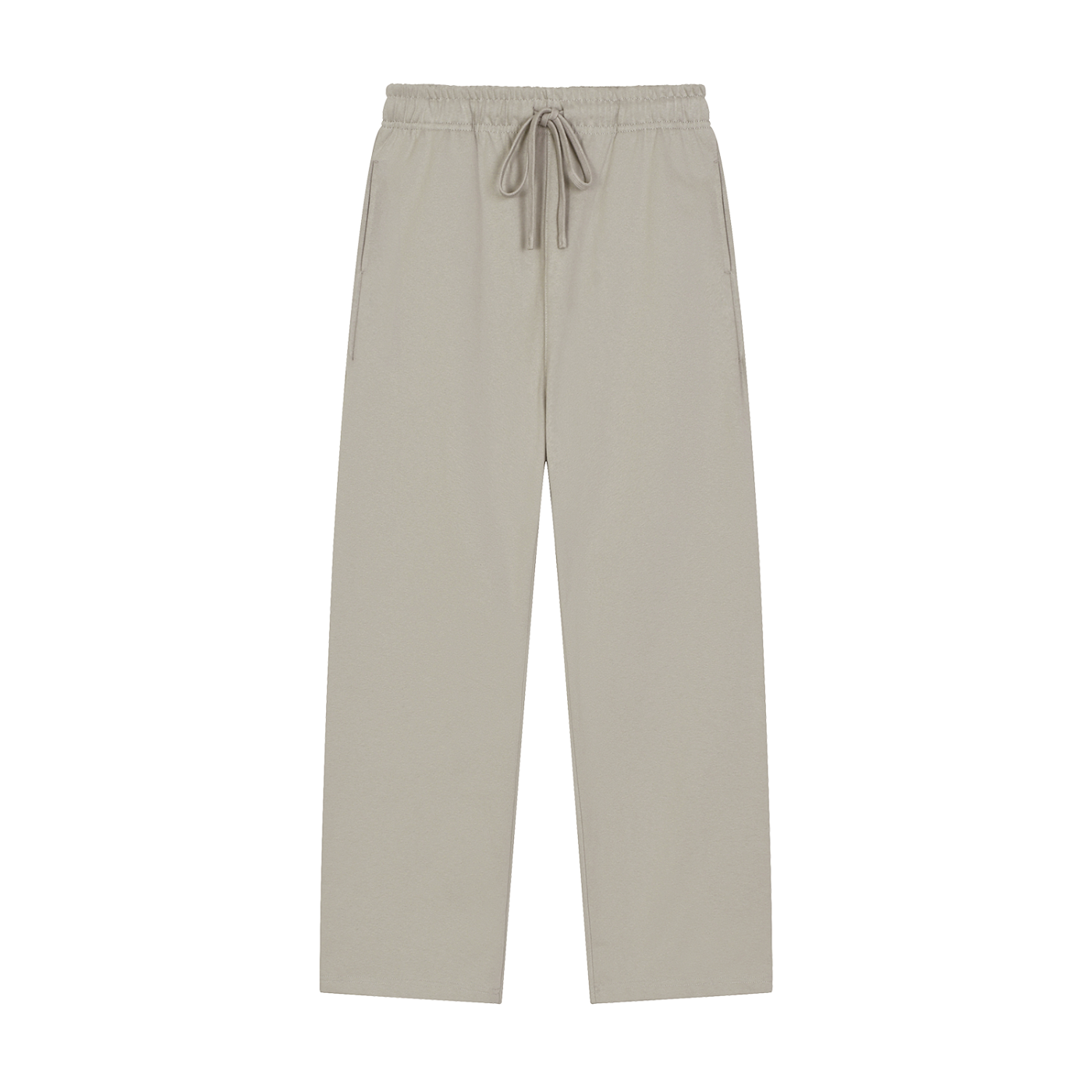 Beige pants with drawstring on a white background
