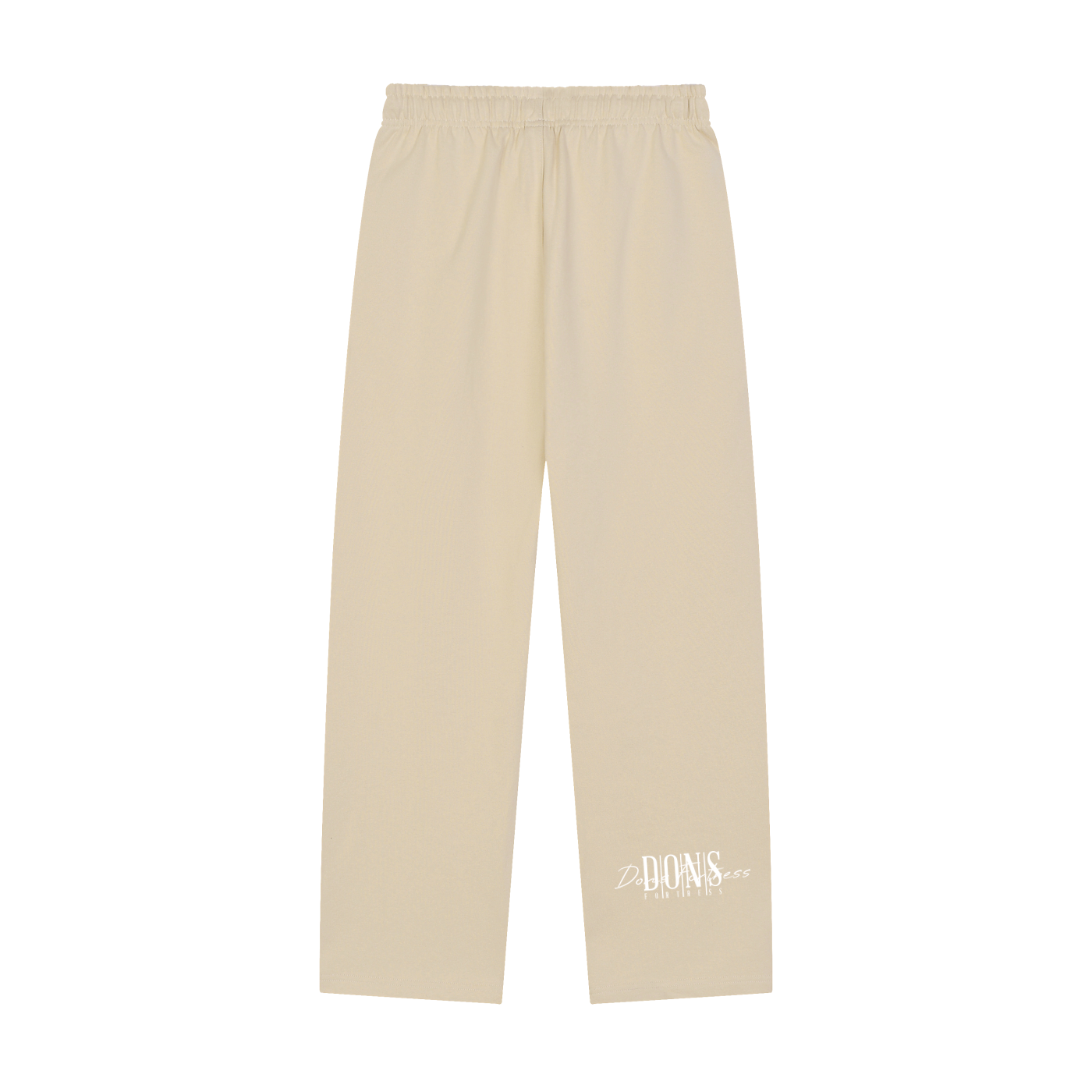 Beige pants with a logo on a white background