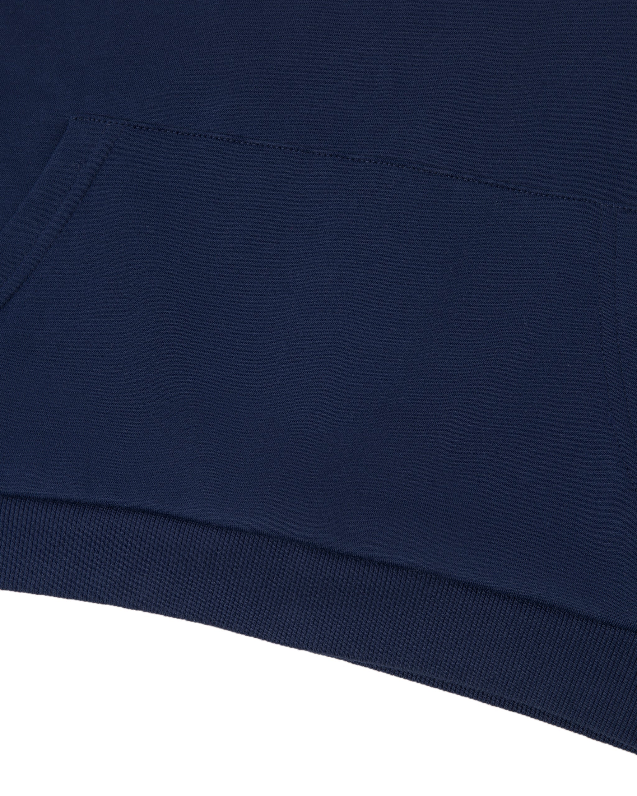 Close-up of a navy blue fabric texture on a white background