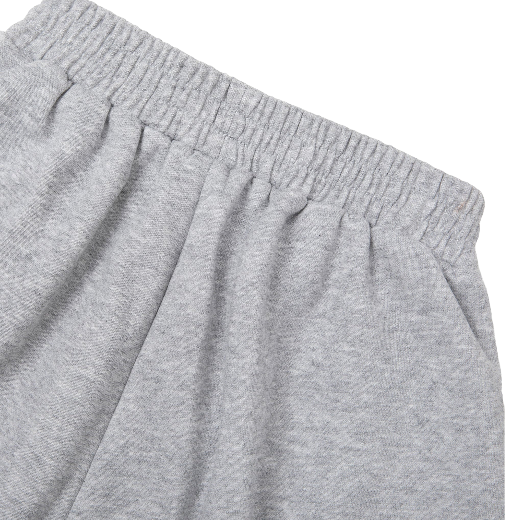 Close-up of gray sweatpants on a white background