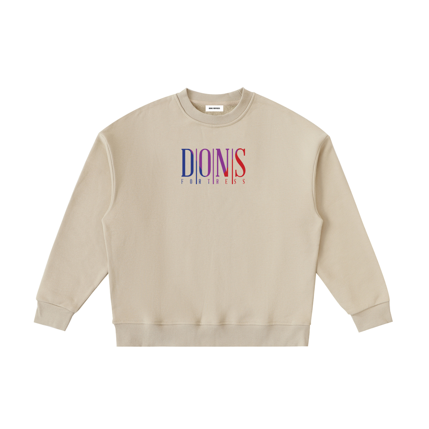Beige sweatshirt with logo on a white background