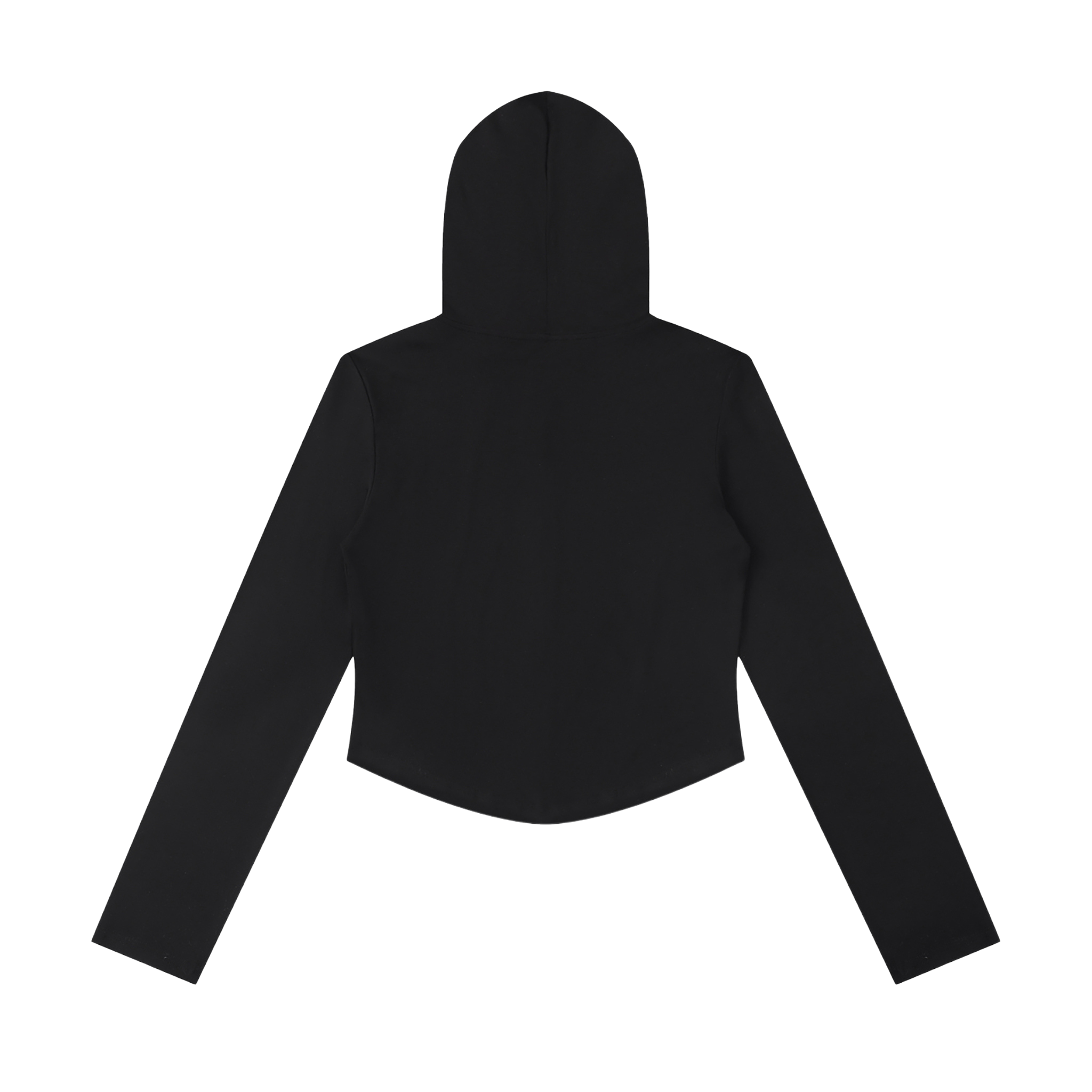 Black cropped hoodie on a white background
