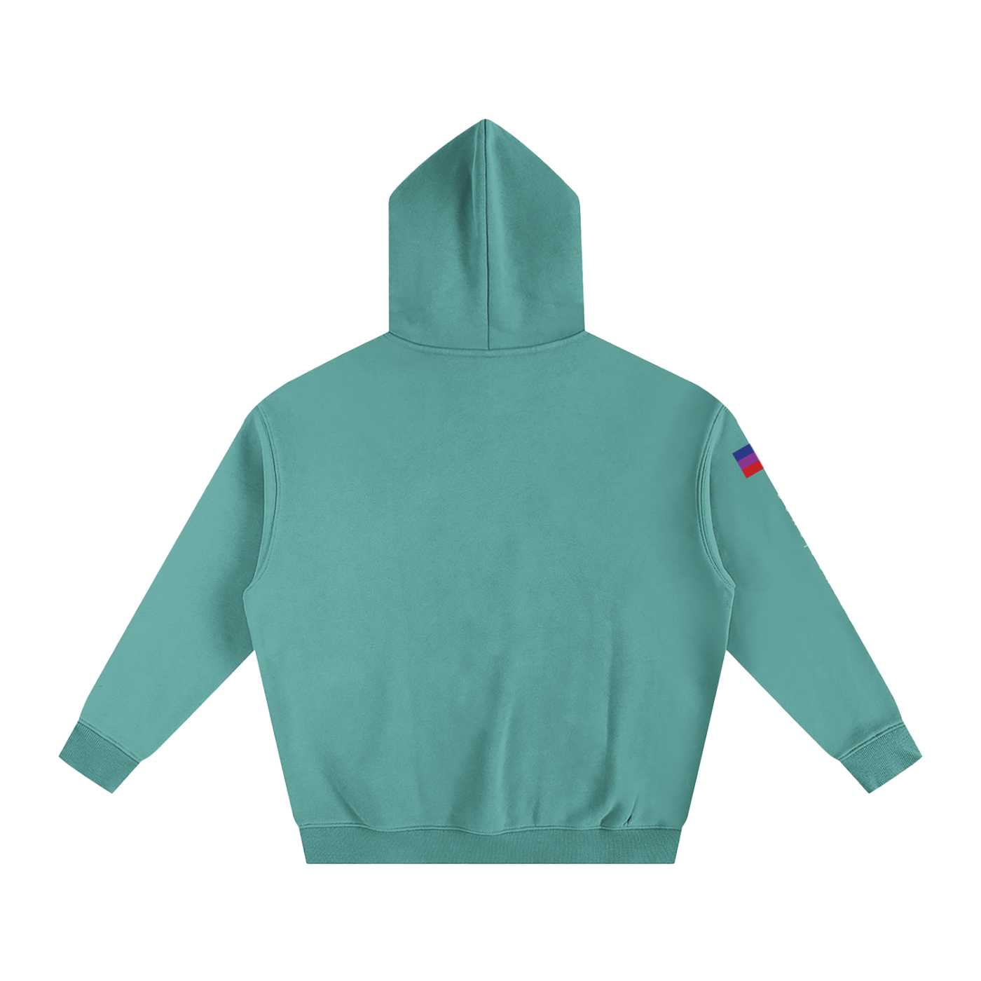Teal hoodie against a white background