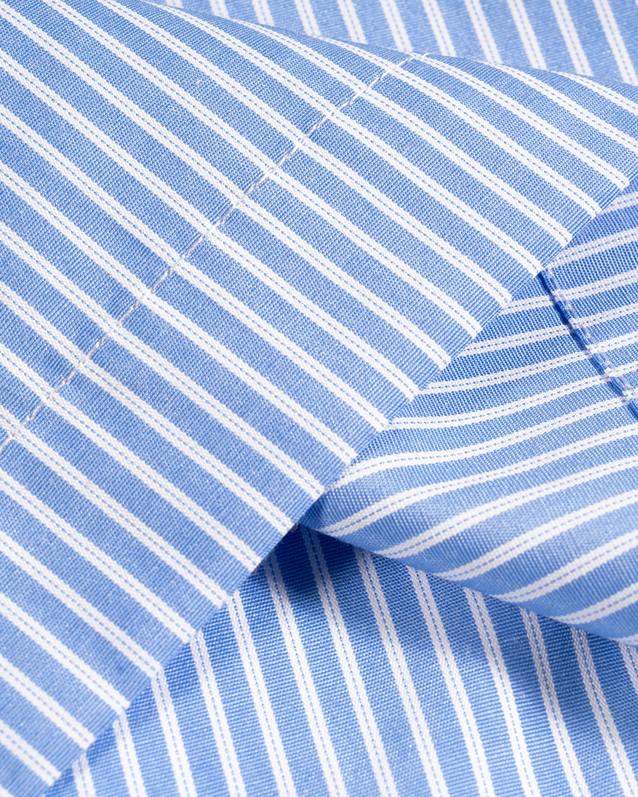 Close-up of blue and white striped fabric