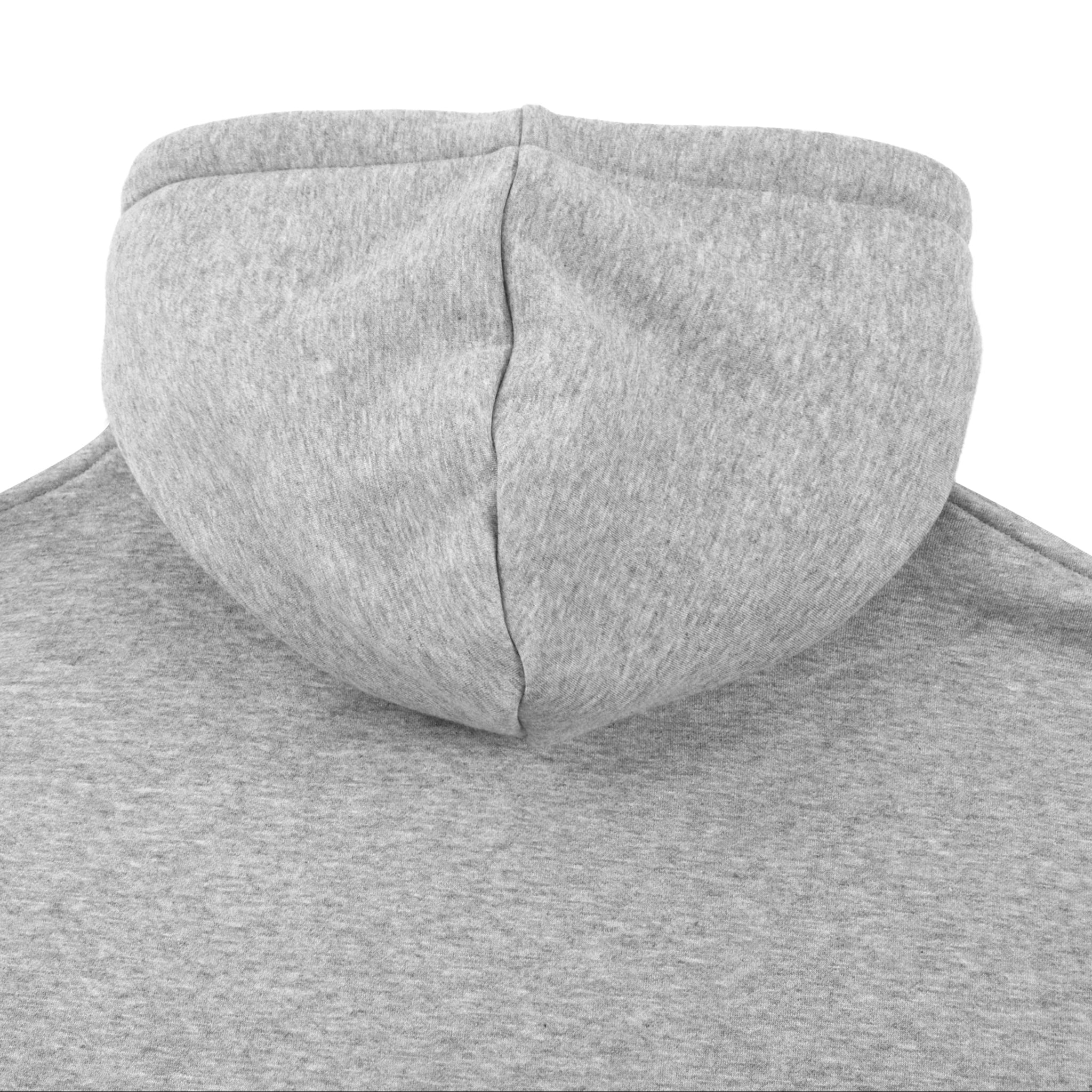 Gray hoodie with a hood on a white background