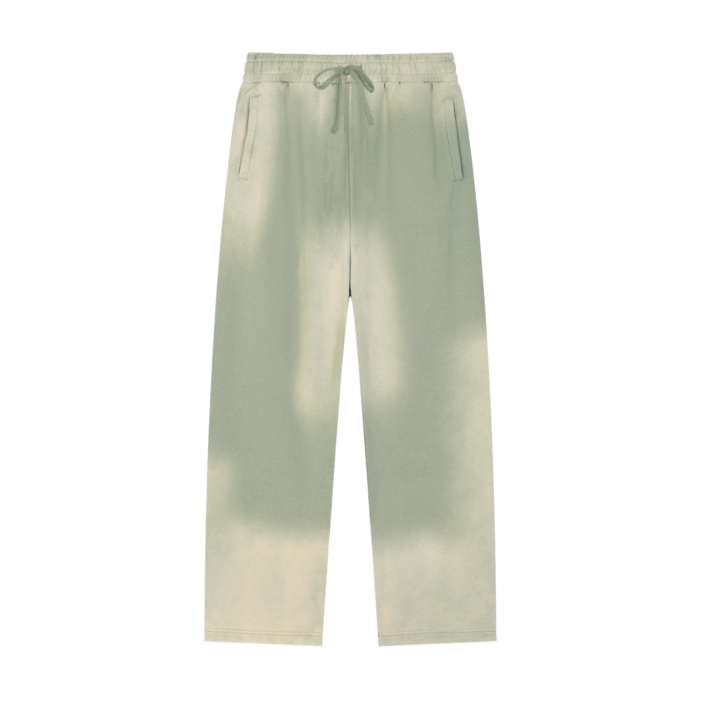 Light green pants with a drawstring on a white background